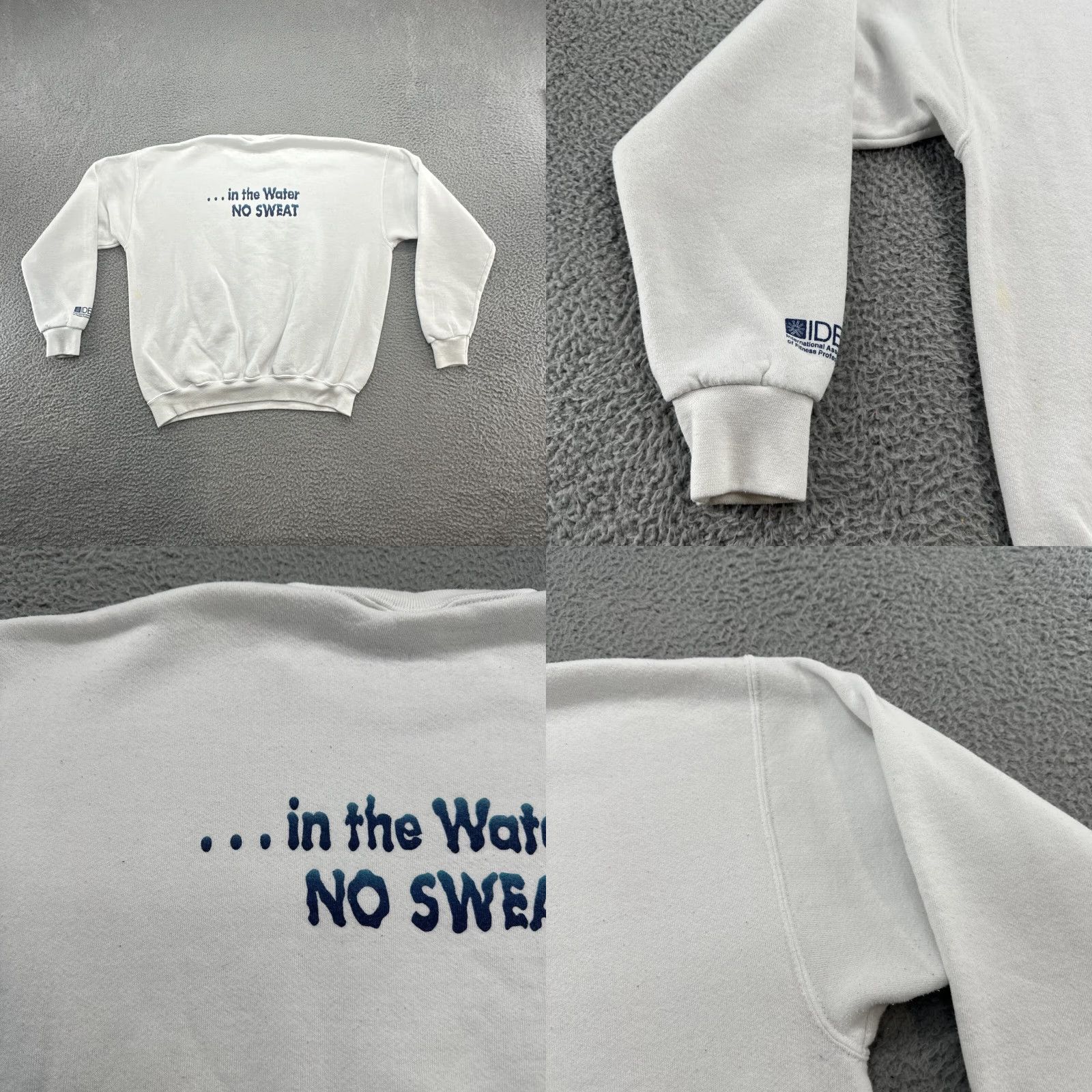 IDEA VINTAGE Santee Sweats Shirt XL White 90s Wet Workout IDEA International Mens Women? Size US XL / EU 56 / 4 - 9 Thumbnail
