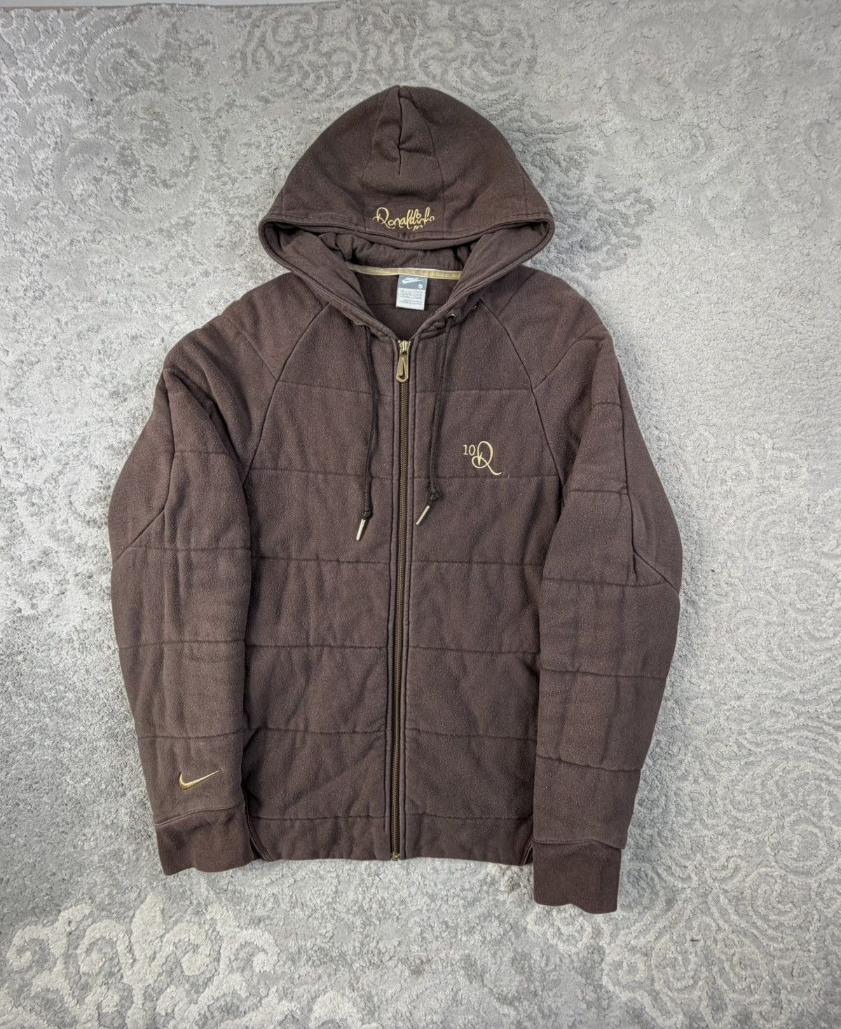 Nike Nike Ronaldinho 10 Rare Brown Heavy Zipped Vintage Hoodie Size US S / EU 44-46 / 1 - 1 Thumbnail