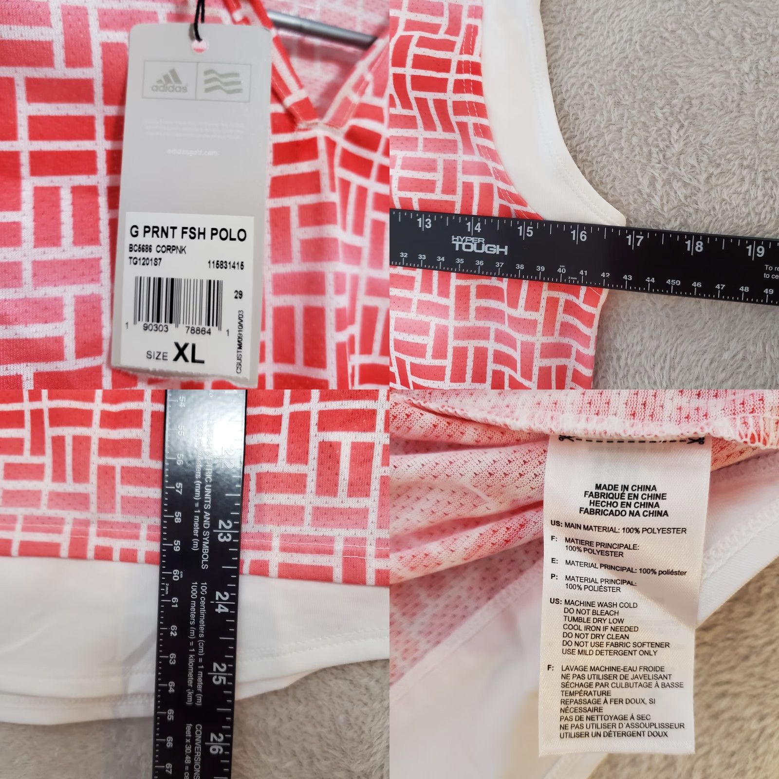 Adidas Adidas Climacool Polo Shirt Women XL Orange White Geometric Print Sleeveless Golf Top Size XL / US 12-14 / IT 48-50 - 8 Thumbnail