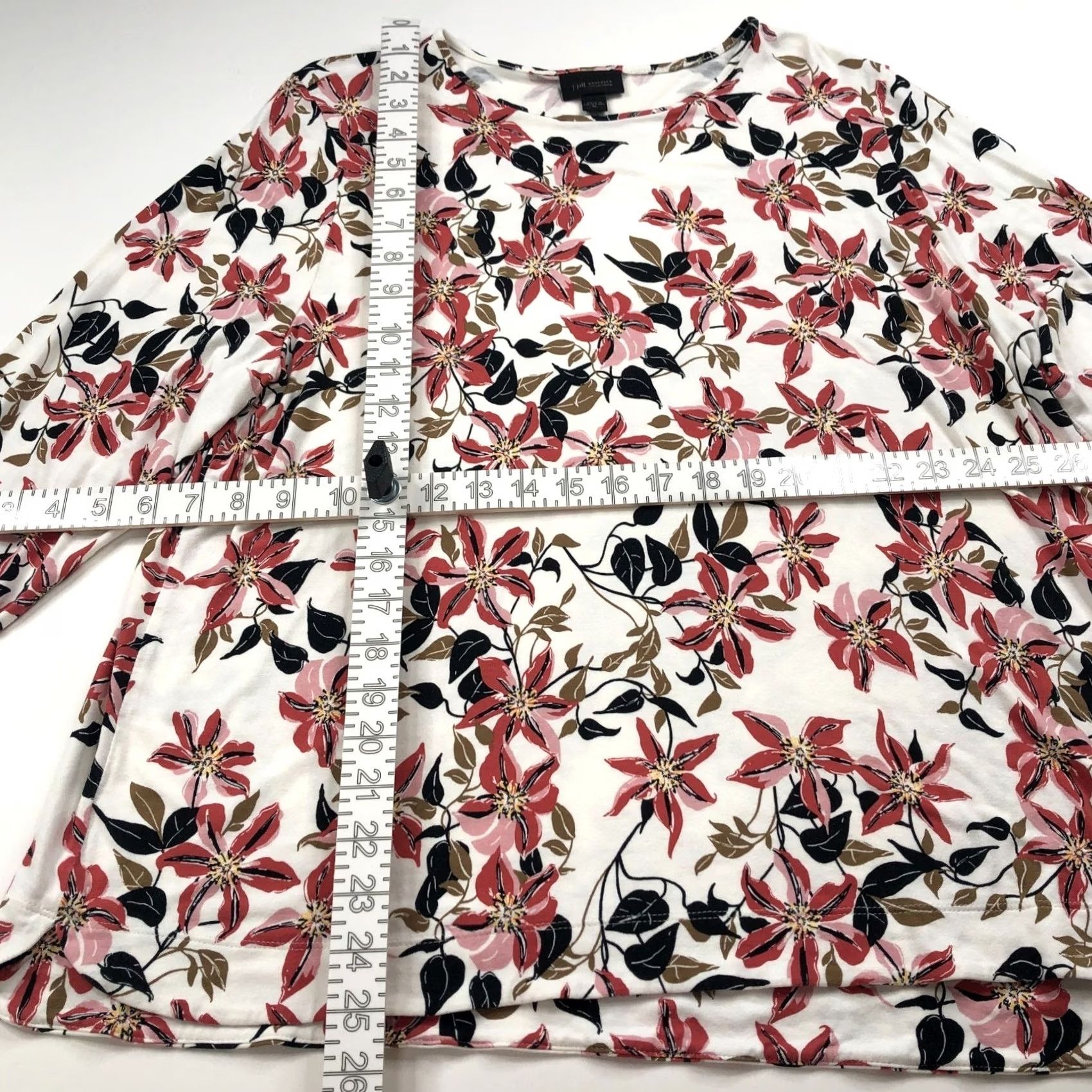 J. Jill J.Jill Wearever Collection XL Pullover Shirt All Over Print Floral White Womens Blouse Size XL / US 12-14 / IT 48-50 - 3 Thumbnail