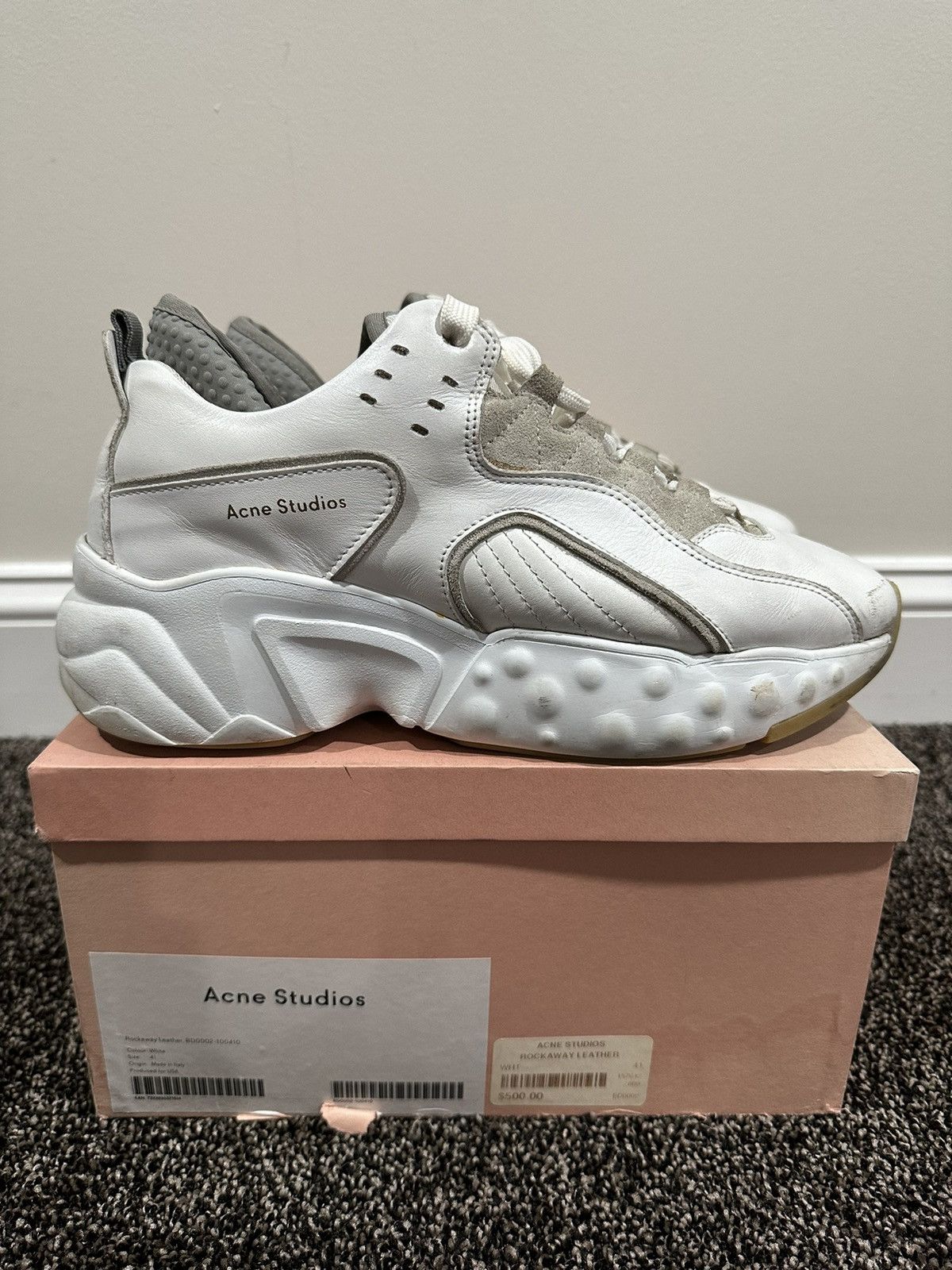 Acne Studios Acne Studios Rockaway White Leather Chunky Sneakers Size US 8 / EU 41 - 2 Thumbnail