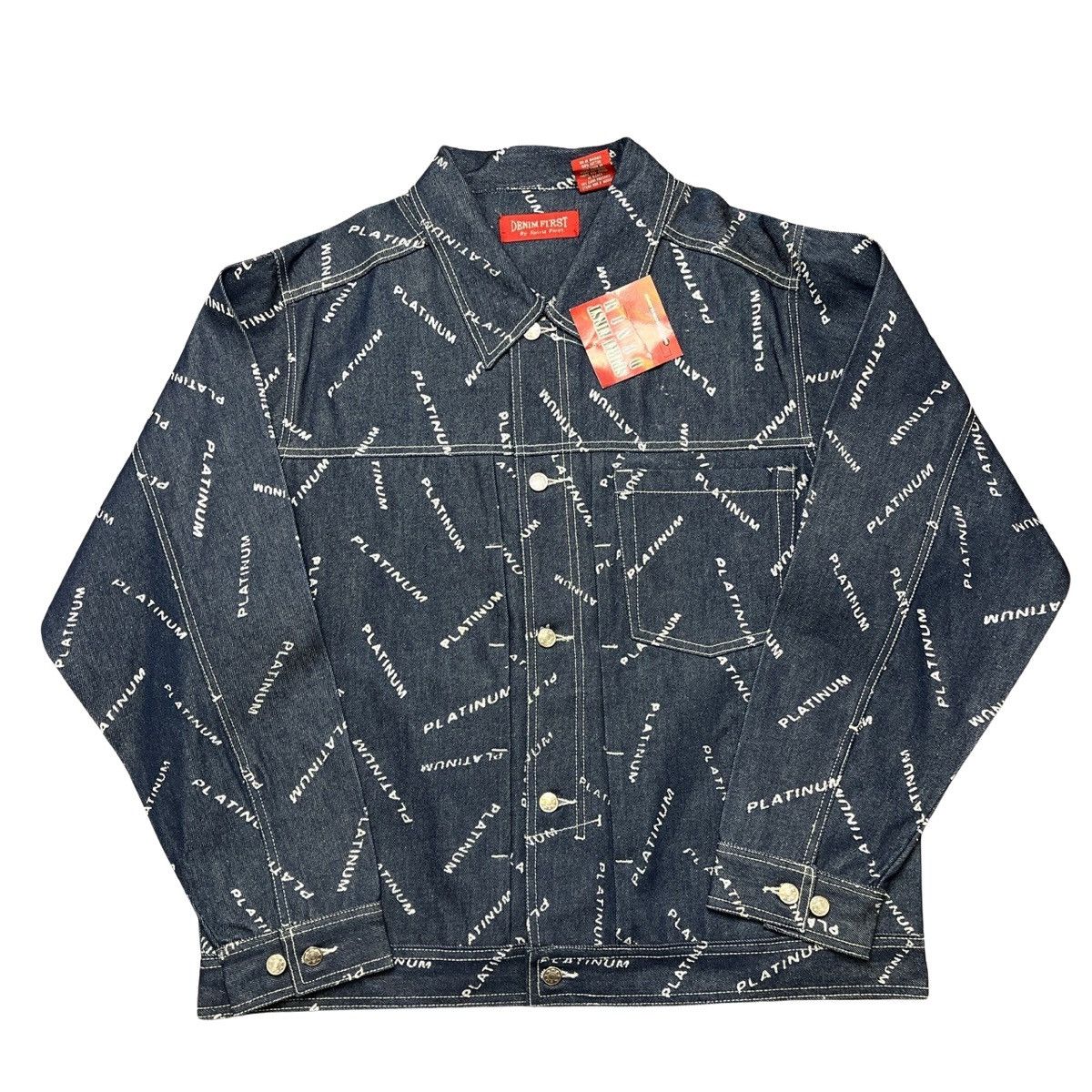 Image of Fubu x Vintage Deadstock Platinum Denim Jacket in Navy, Men's (Size XL)