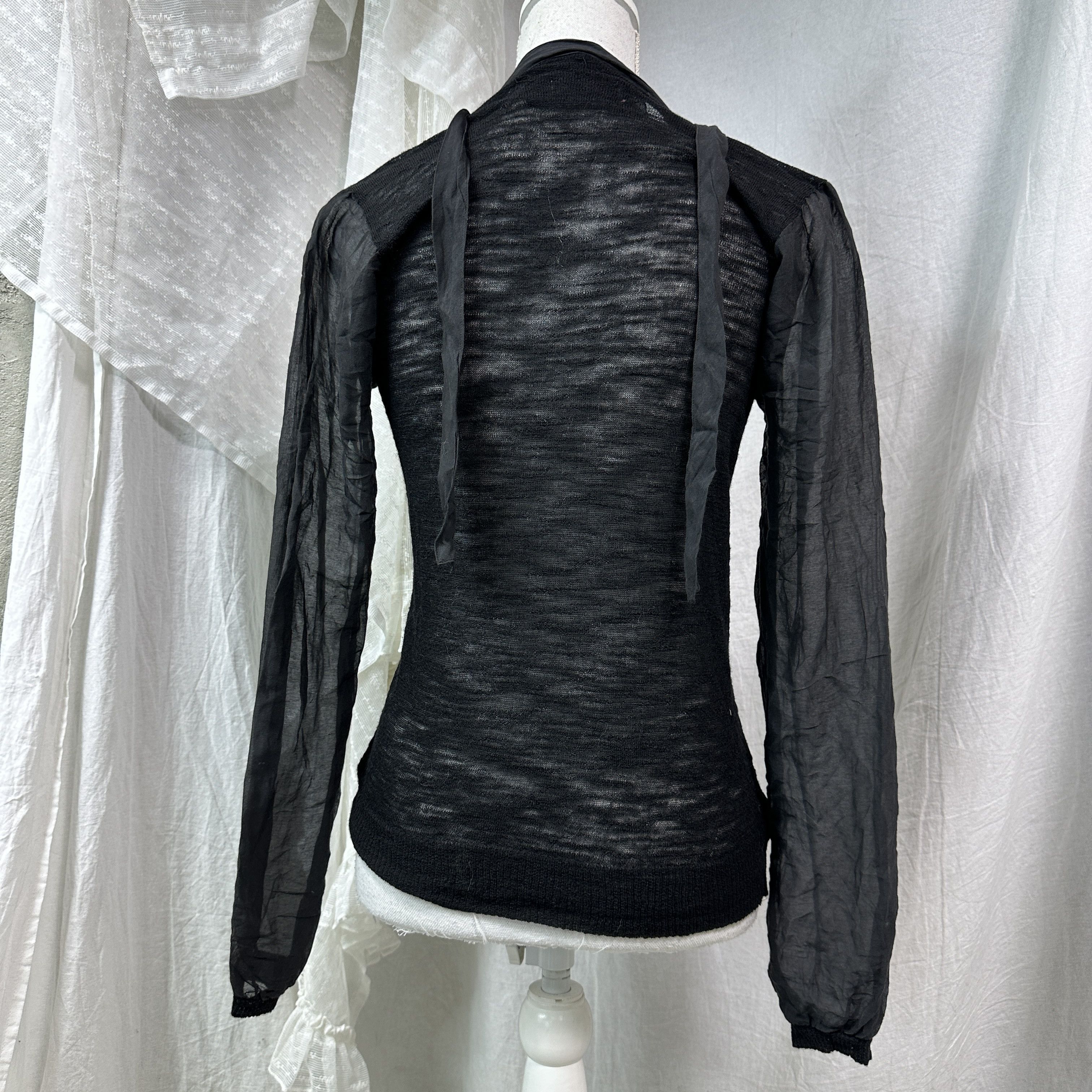 Vintage Vintage Avant Garde Silk Wool Mesh Puffy Sleeves Shirt Y2K Size S / US 4 / IT 40 - 3 Thumbnail