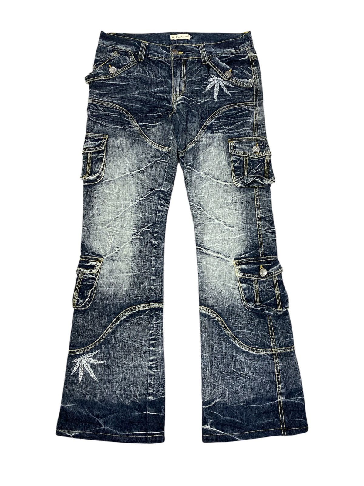 Japanese brand marijuana Flare multipocket Pants