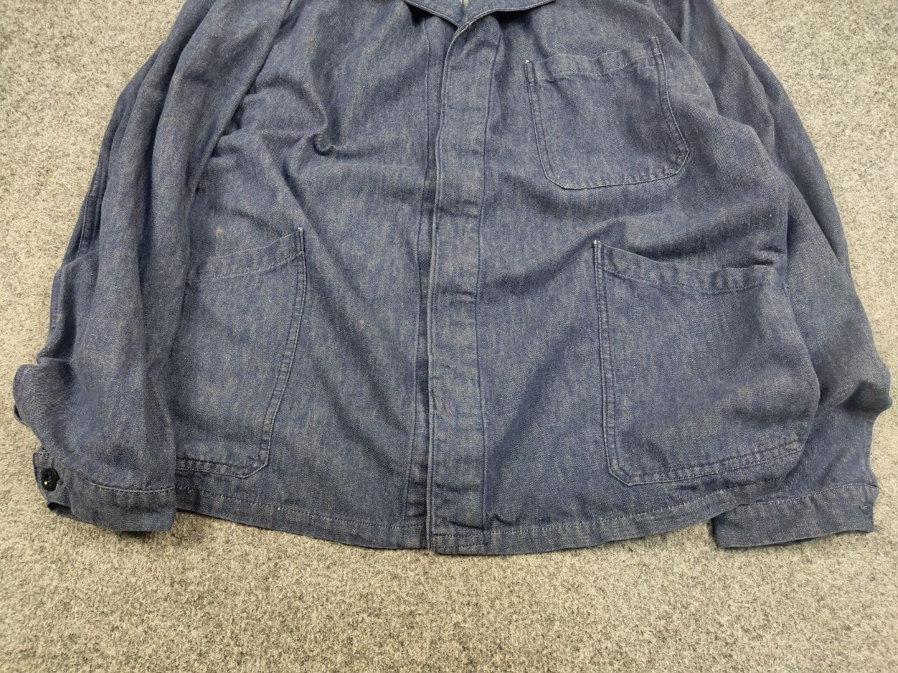 Vintage Vintage 70's Lutteurs Denim French Work Blue Sanfor Jacket Size US L / EU 52-54 / 3 - 10 Thumbnail