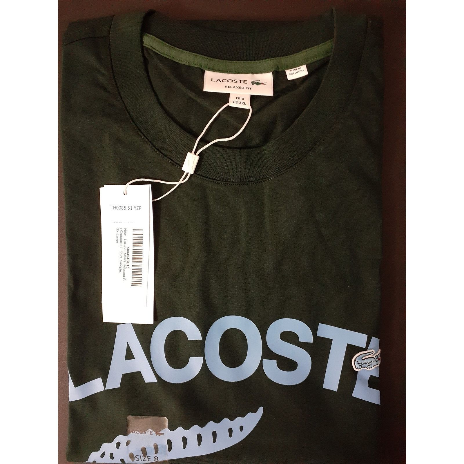 Lacoste Lacoste Men's Relaxed Fit Crocodile T-Shirt Sinople 3XL Size US XXL / EU 58 / 5 - 2 Thumbnail