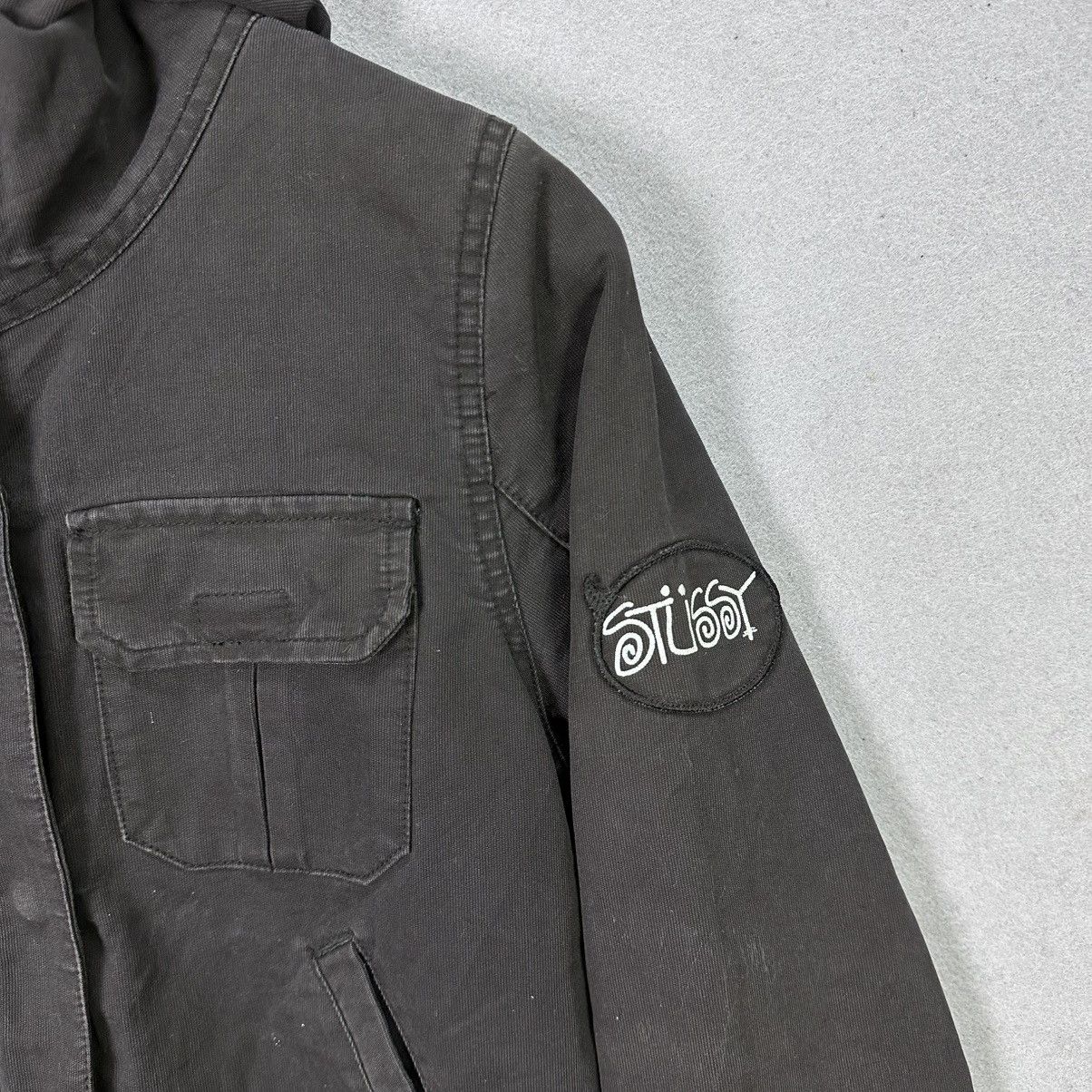 Stussy Vintage Stussy Hooded Jacket Sherpa Lined Black Workwear Size US S / EU 44-46 / 1 - 6 Thumbnail