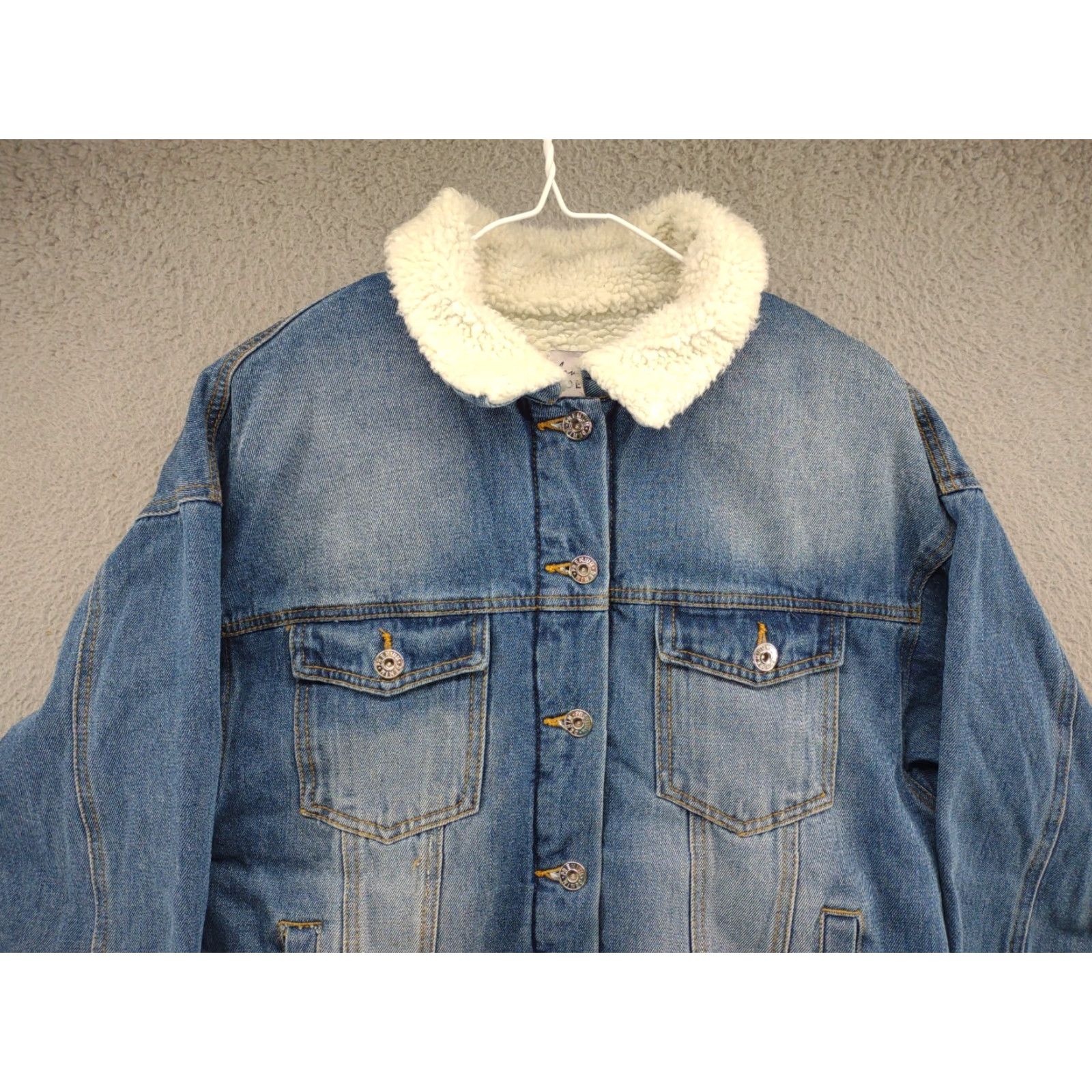 Denime Love Tree Denim Sherpa Lined Jacket Women's Size M Blue Bomber Jacket Mens? Size M / US 6-8 / IT 42-44 - 3 Thumbnail
