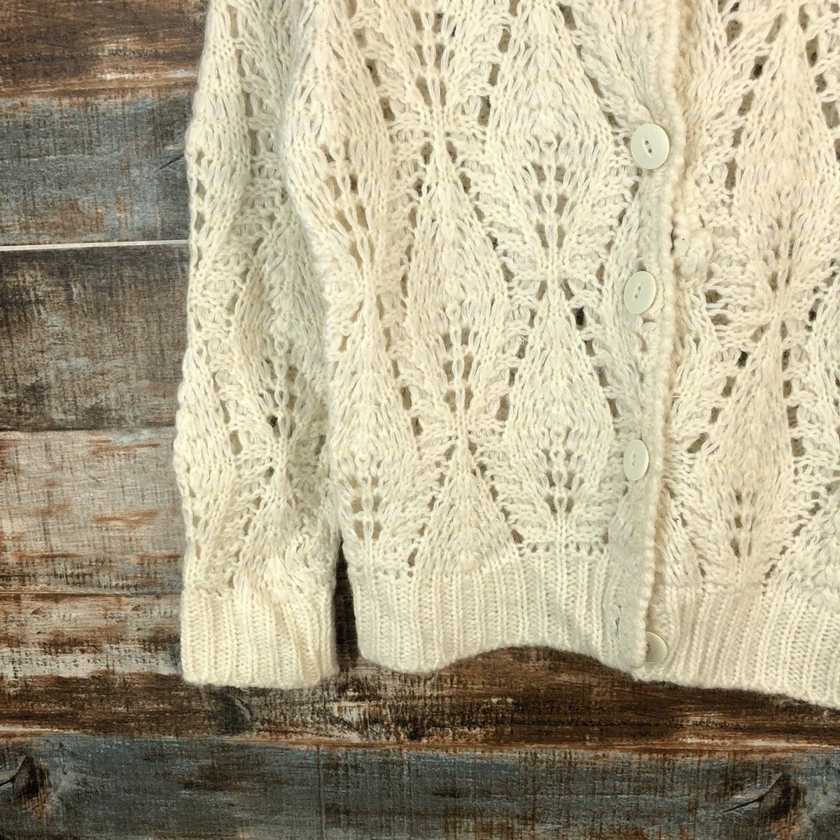 Japanese Brand Japan Patterned Cardigans crochet meshnet Knitwear #A1473 Size S / US 4 / IT 40 - 7 Thumbnail