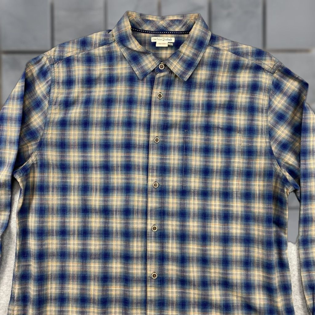 Carbon Carbon2Cobalt Shirt Mens Large L Multicolor Plaid Long Sleeve Button-Up Flannel Size US L / EU 52-54 / 3 - 1 Thumbnail