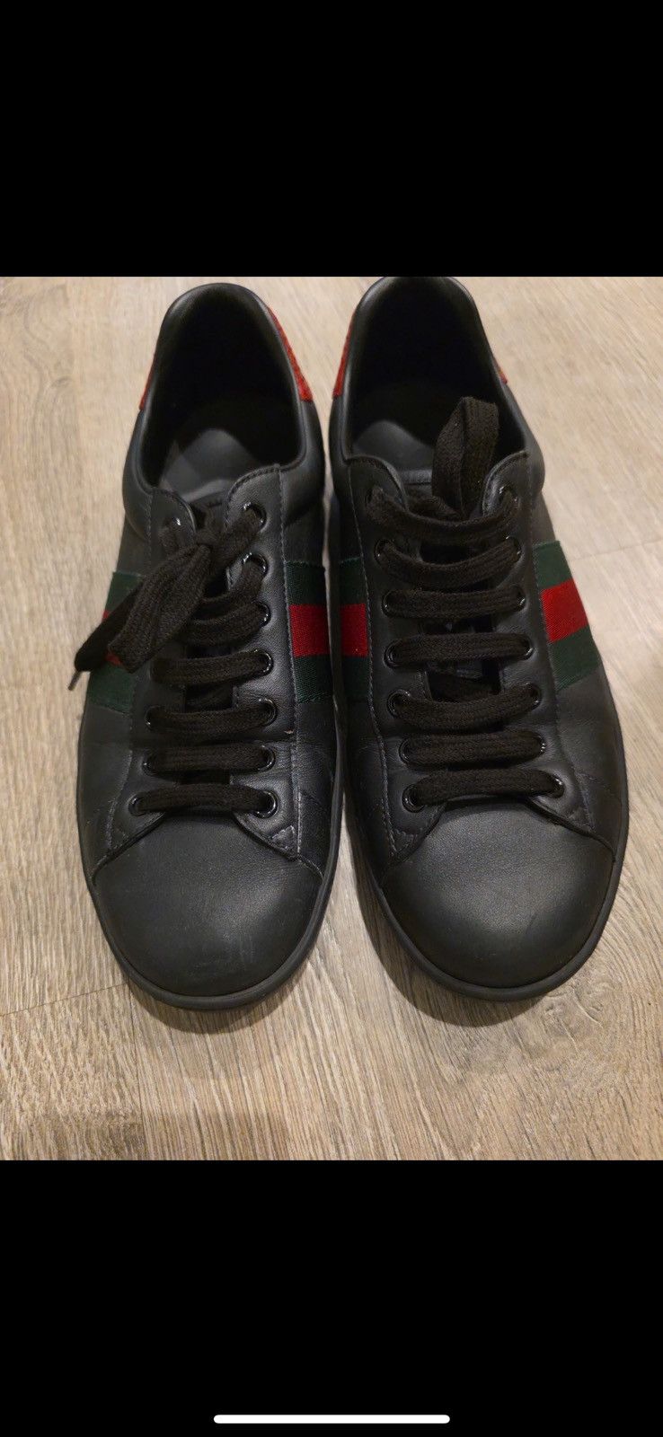 Gucci Gucci Ace Sneakers – black /Green – Size 8.5 Great Condition Size US 8.5 / EU 41-42 - 2 Thumbnail