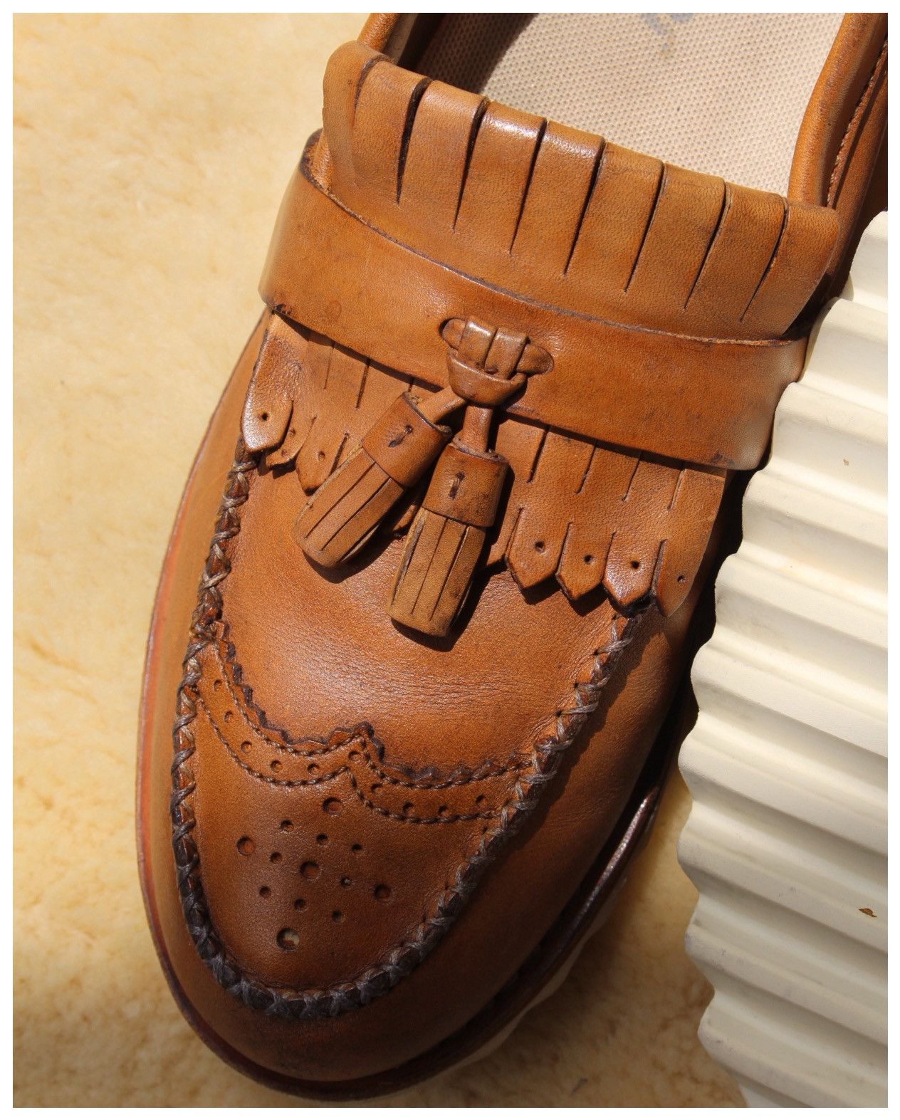 Vintage SS2015 FOLDER LEATHER KILTIE TASSEL LOAFERS WITH JAGGED SOLE Size US 8 / EU 41 - 5 Thumbnail