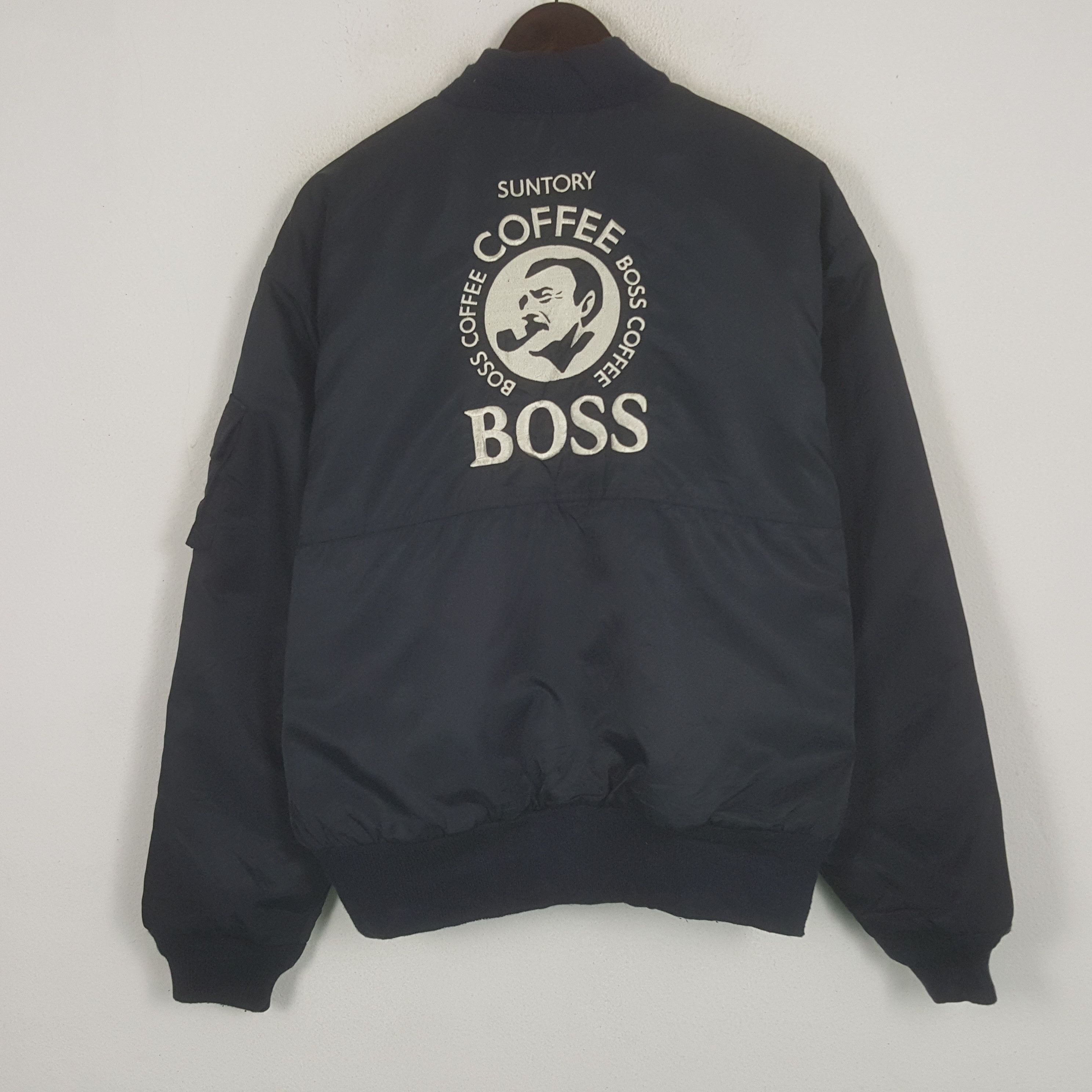 image of Vintage Suntory Coffee Boss Zipper Bomber Jacket in Black, Men's (Size XL)