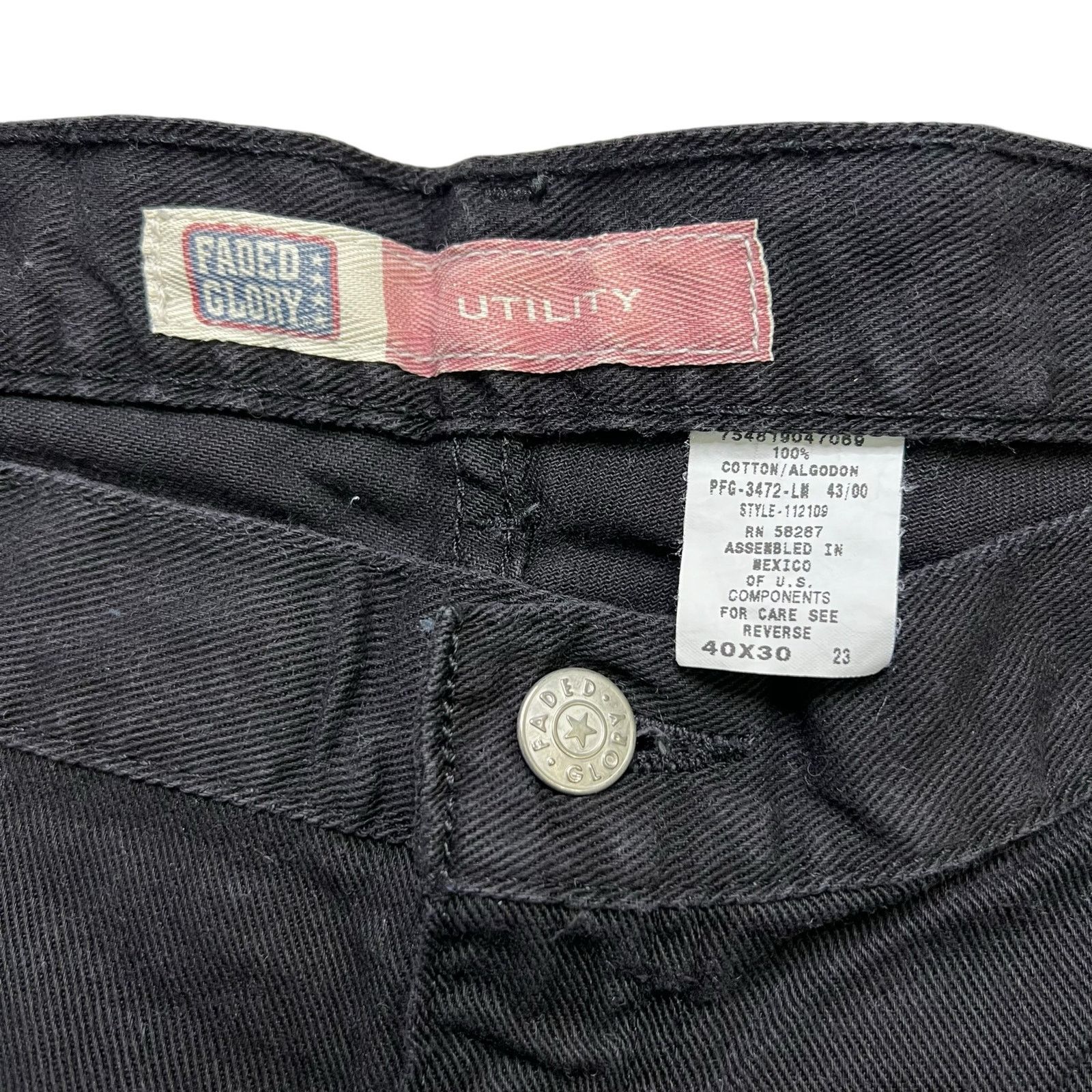 Faded Glory Vintage 90s Faded Glory Utility Black Denim Work Pants Sz 40 Size US 40 / EU 56 - 4 Thumbnail