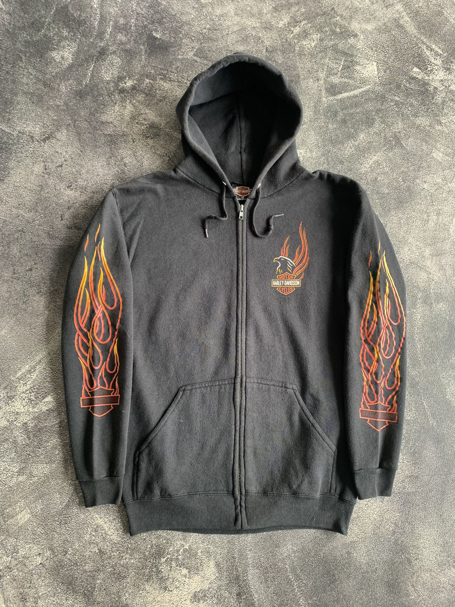 Harley Davidson 💎SOLD💎 Vintage 90’s Harley Davidson Flame Zip Hoodie Size US M / EU 48-50 / 2 - 2 Thumbnail
