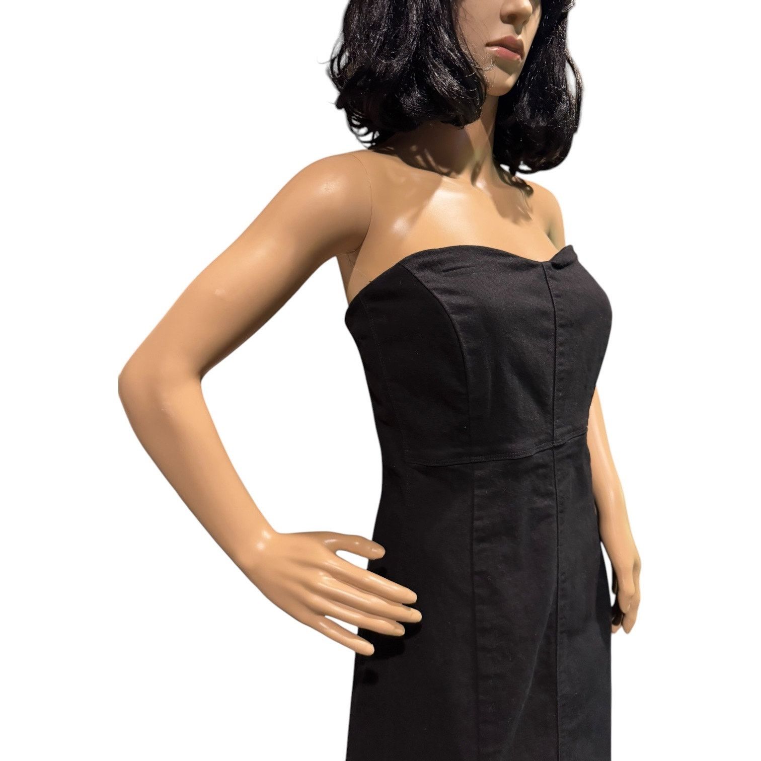 Gap NWT 2011 Gap black denim strapless stretchy patchwork dress Size L / US 10 / IT 46 - 7 Thumbnail