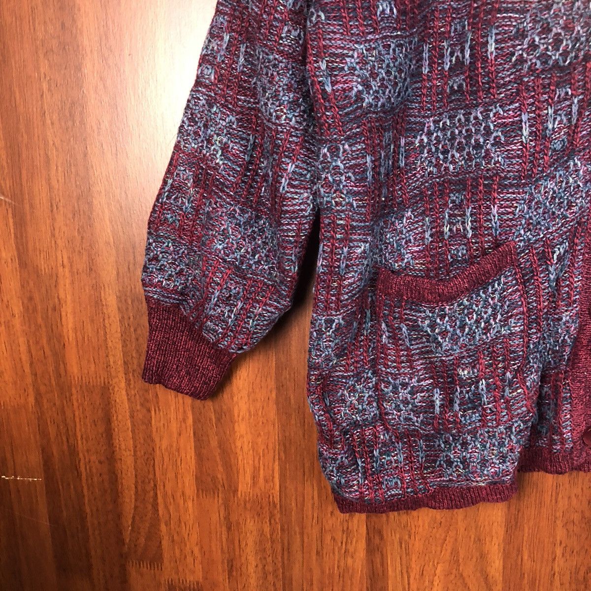 Japanese Brand Mocha Ginene Maroon Patterned Cardigans #7493 Size M / US 6-8 / IT 42-44 - 7 Thumbnail