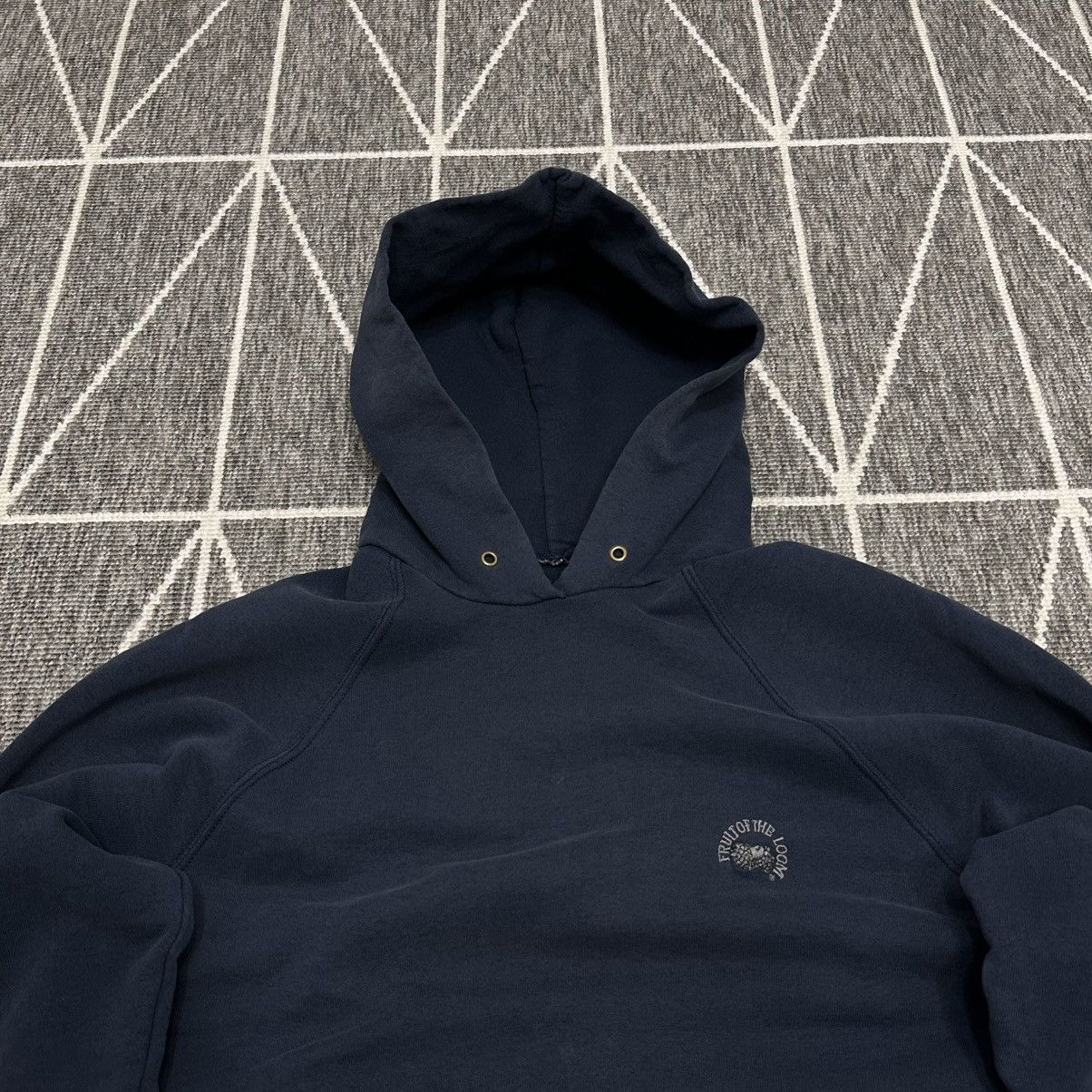 Fruit Of The Loom × Vintage vintage navy blanc hoodie fotl 90s Size US M / EU 48-50 / 2 - 2 Thumbnail