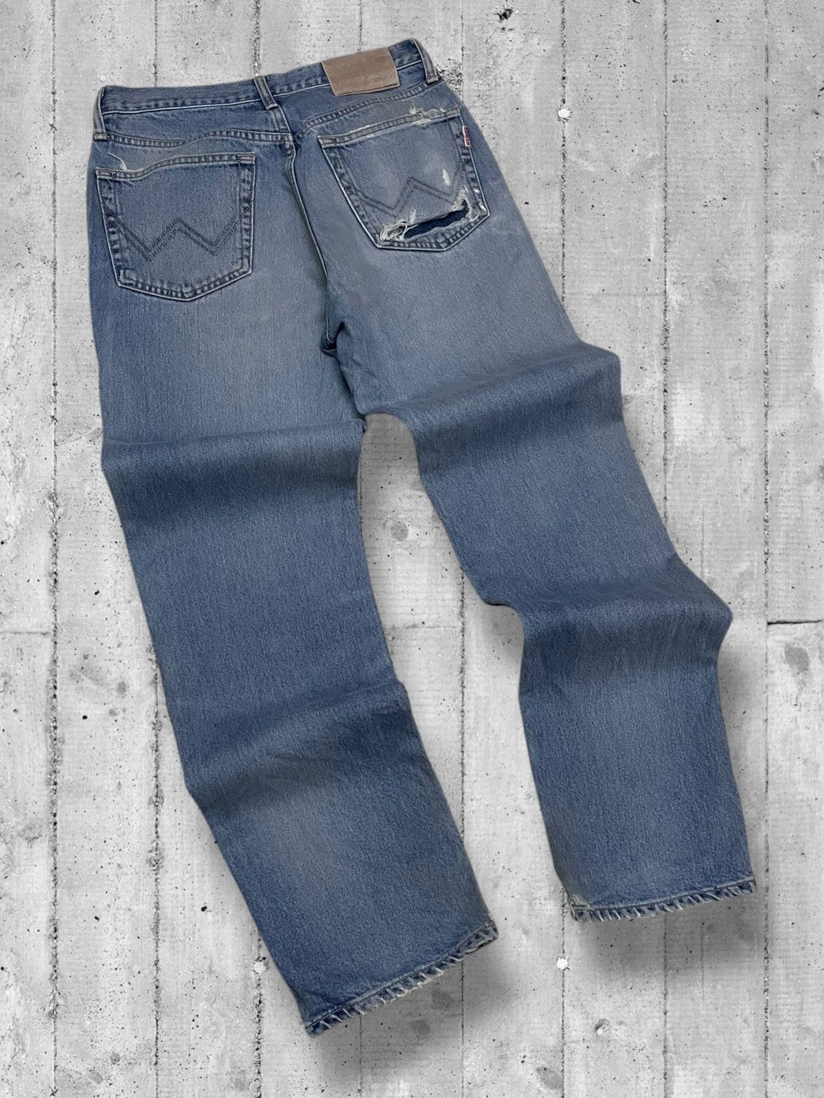 Designer × Edwin × Vintage Vintage 90s Japan Designer Edwin Blue Wash Distressed Denim Size US 29 - 10 Thumbnail