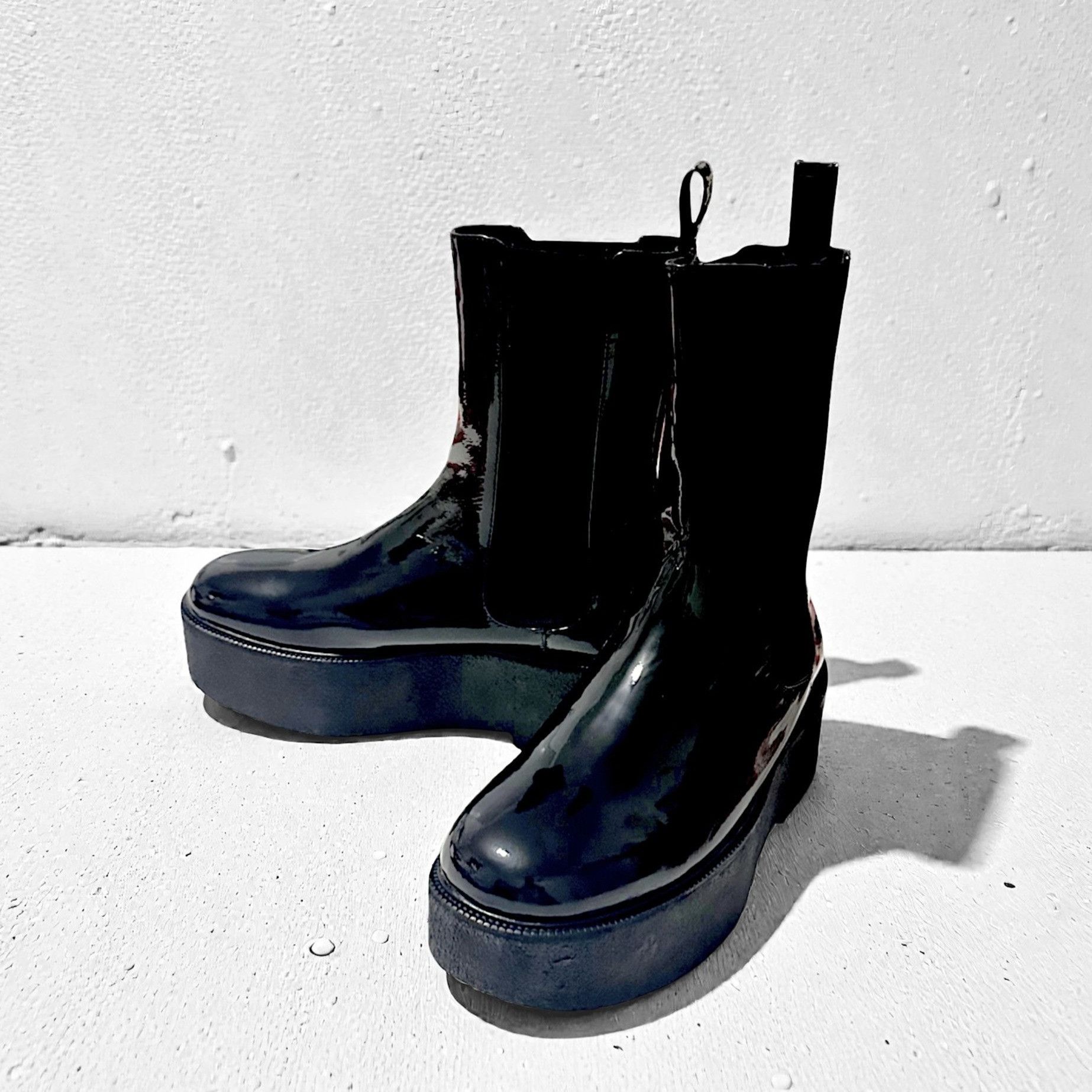 Staud Staud Palamino Black Patent Leather Platform Chelsea Boots, Size US 10 / IT 40 - 1 Thumbnail