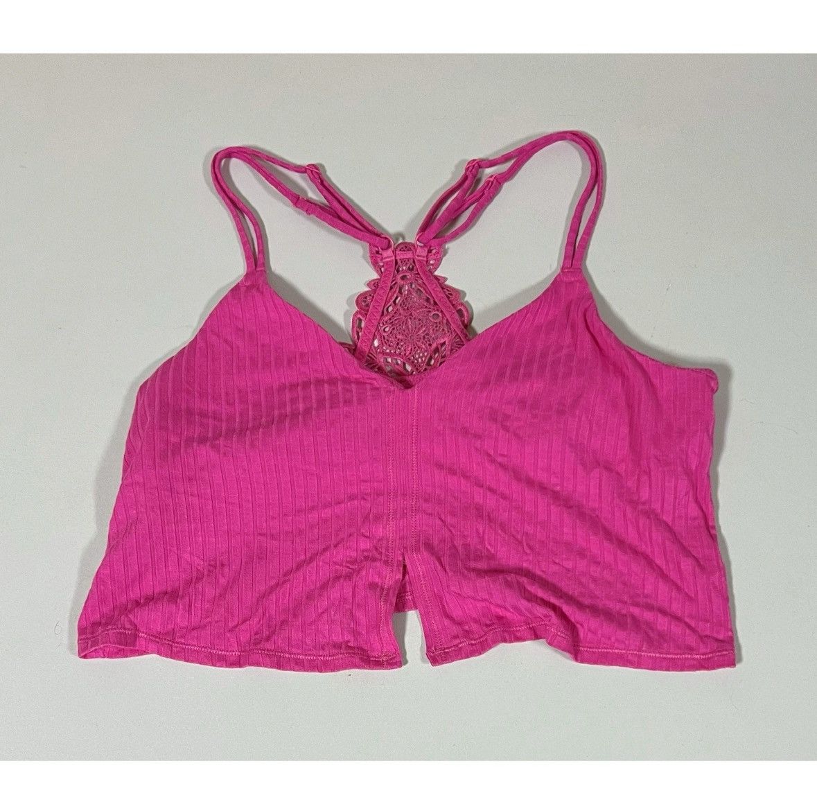 American Eagle Outfitters Aerie Pink Shelf-Bra Racerback Floral Crop Top Shirt Size M🩷 Size M / US 6-8 / IT 42-44 - 1 Thumbnail