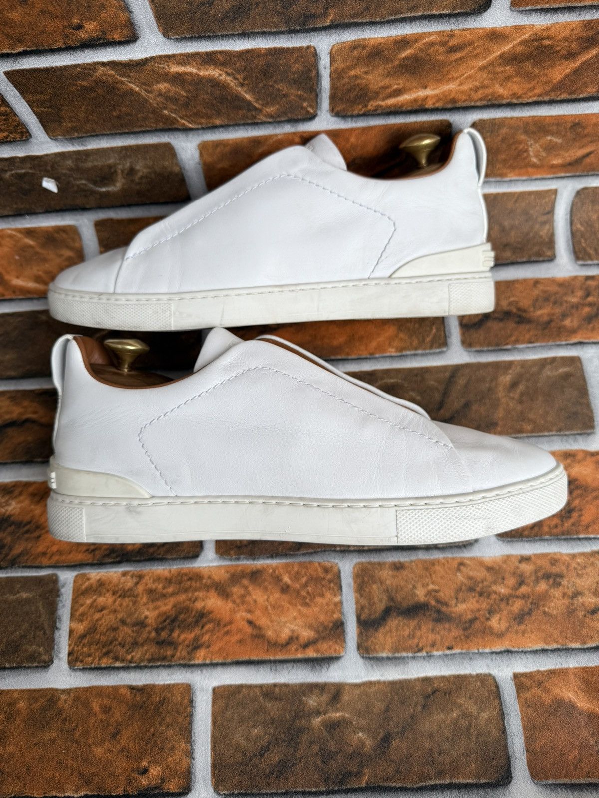 Ermenegildo Zegna Triple stitch leather trainers Size US 8 / EU 41 - 13 Thumbnail