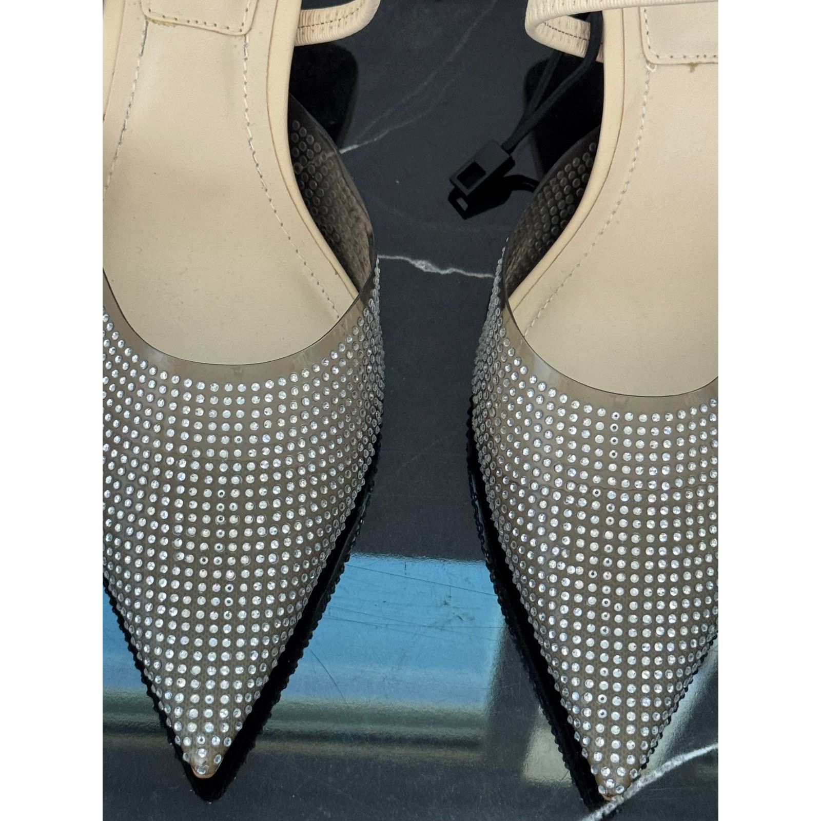 Zara Zara Rhinestone Mesh Slingback Kitten Heels Size US 9 / IT 39 - 8 Thumbnail