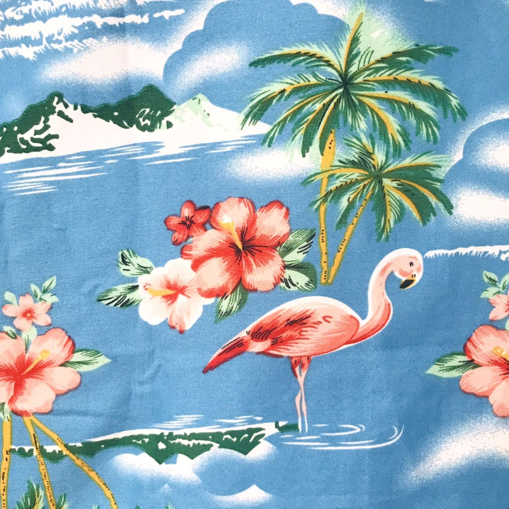 Vintage SSLR Men Tropical Flamingo Palm Tree Hibiscus Floral Island Button-Up Hawaiian Short Sleeve Shirt XL Size US XL / EU 56 / 4 - 4 Thumbnail