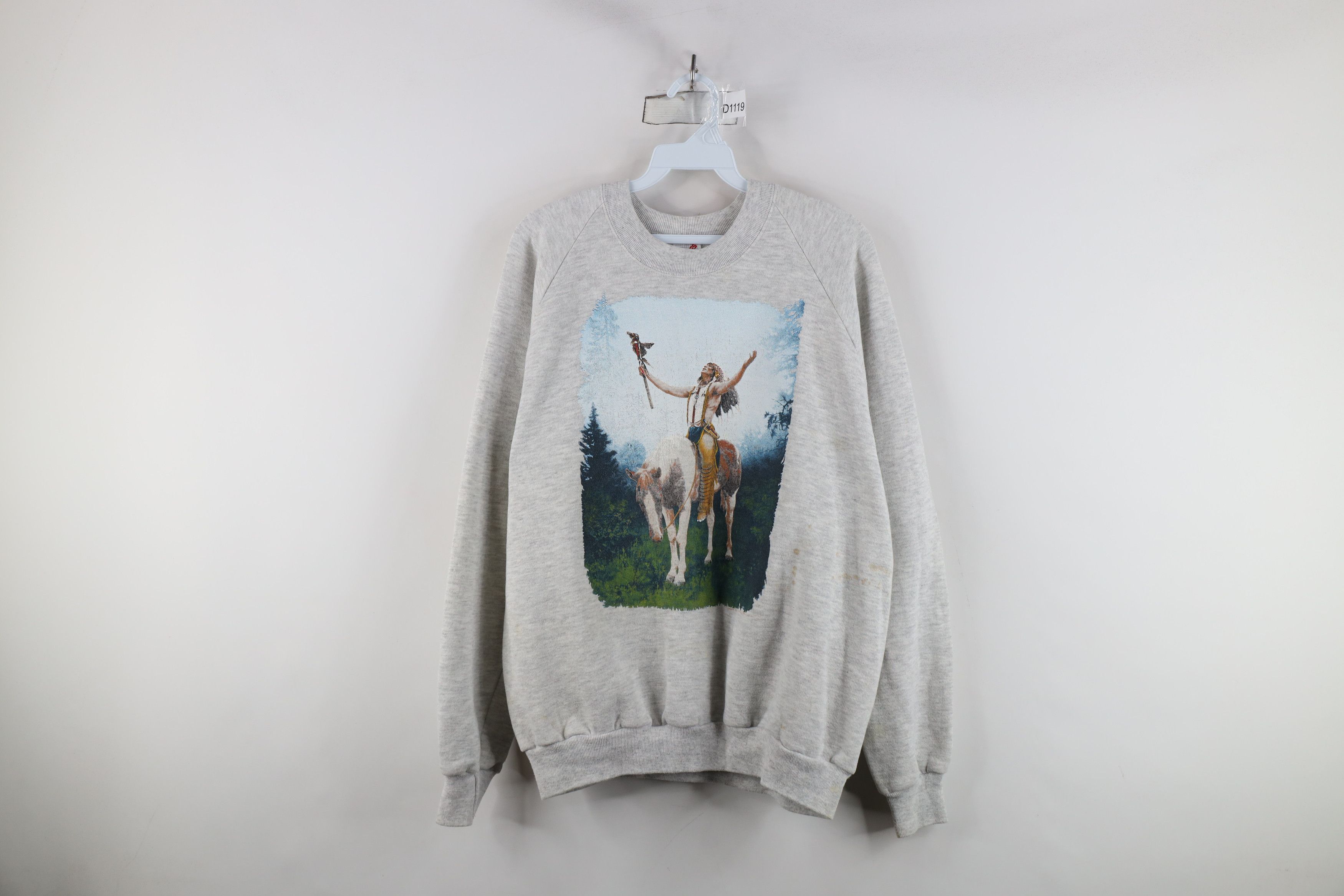 Vintage Vintage 90s Streetwear Horse Indian Crewneck Sweatshirt USA Size US XL / EU 56 / 4 - 1 Thumbnail