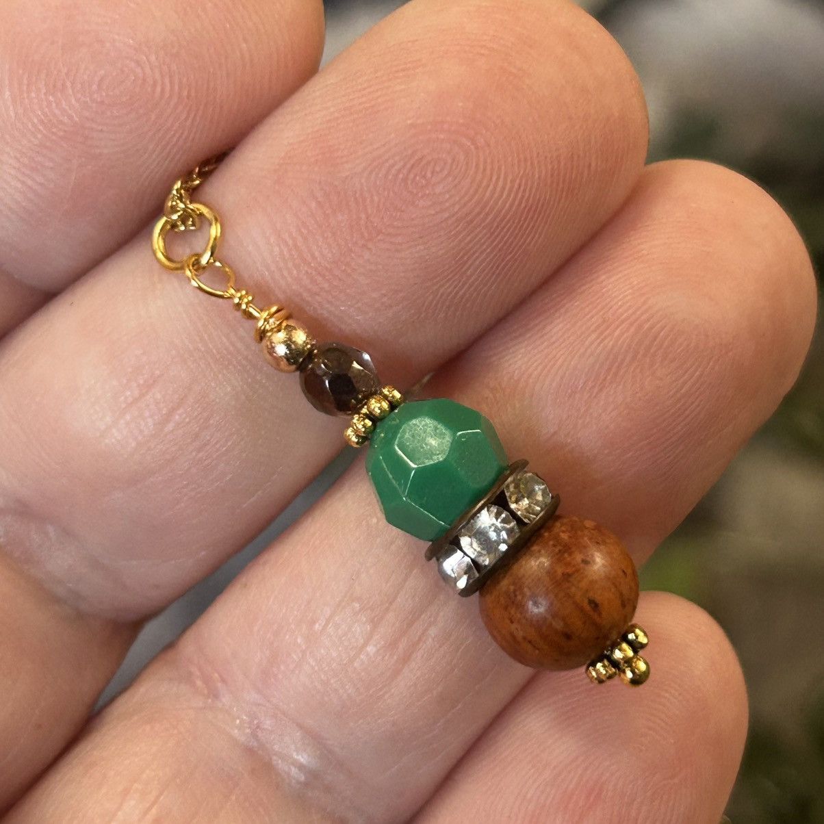 Handmade Handcrafted vintage bead drop pendant on chain necklace Size ONE SIZE - 1 Thumbnail