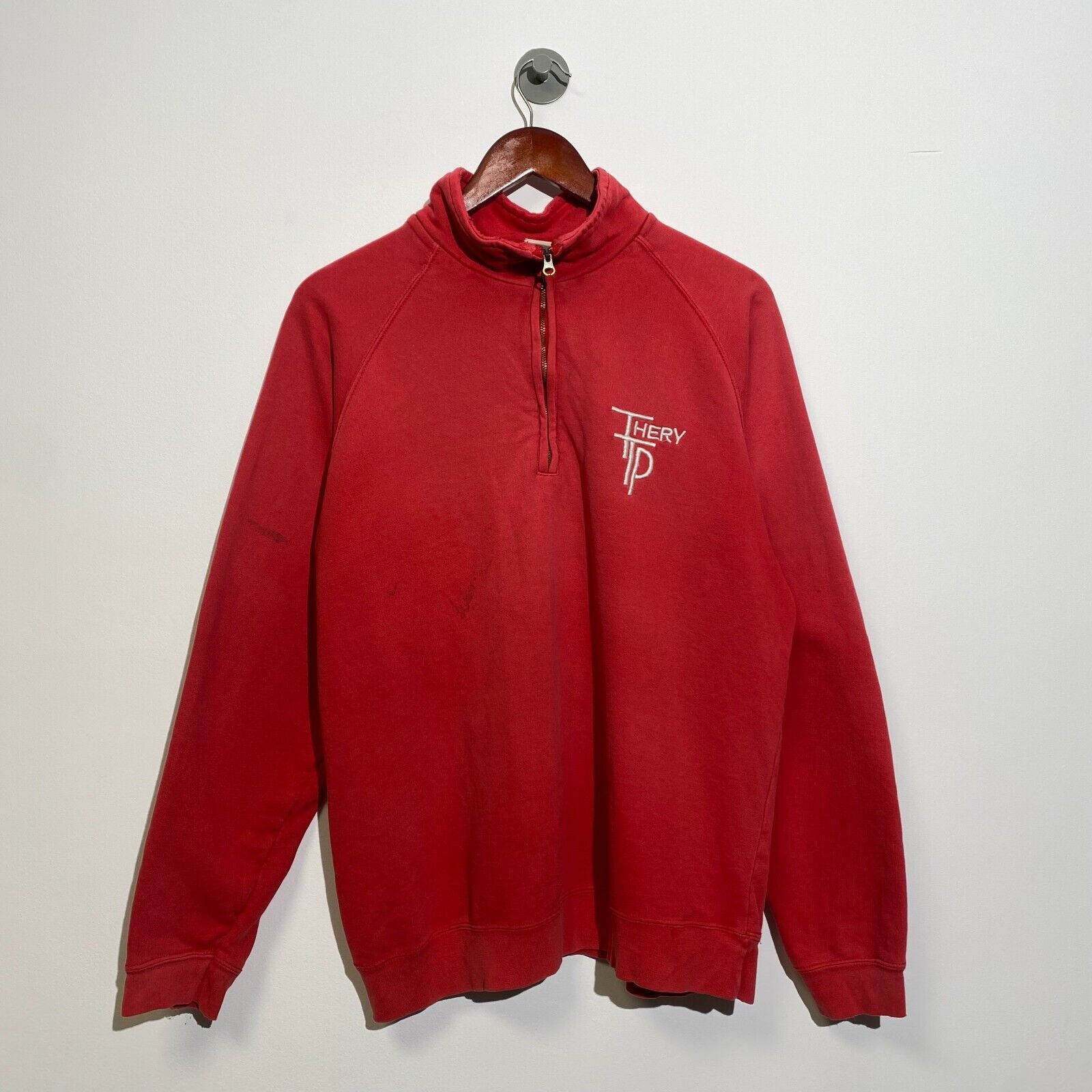 Vintage Vintage Unisex Red Cotton Sweatshirt Size L Washed 90s Size US L / EU 52-54 / 3 - 1 Thumbnail