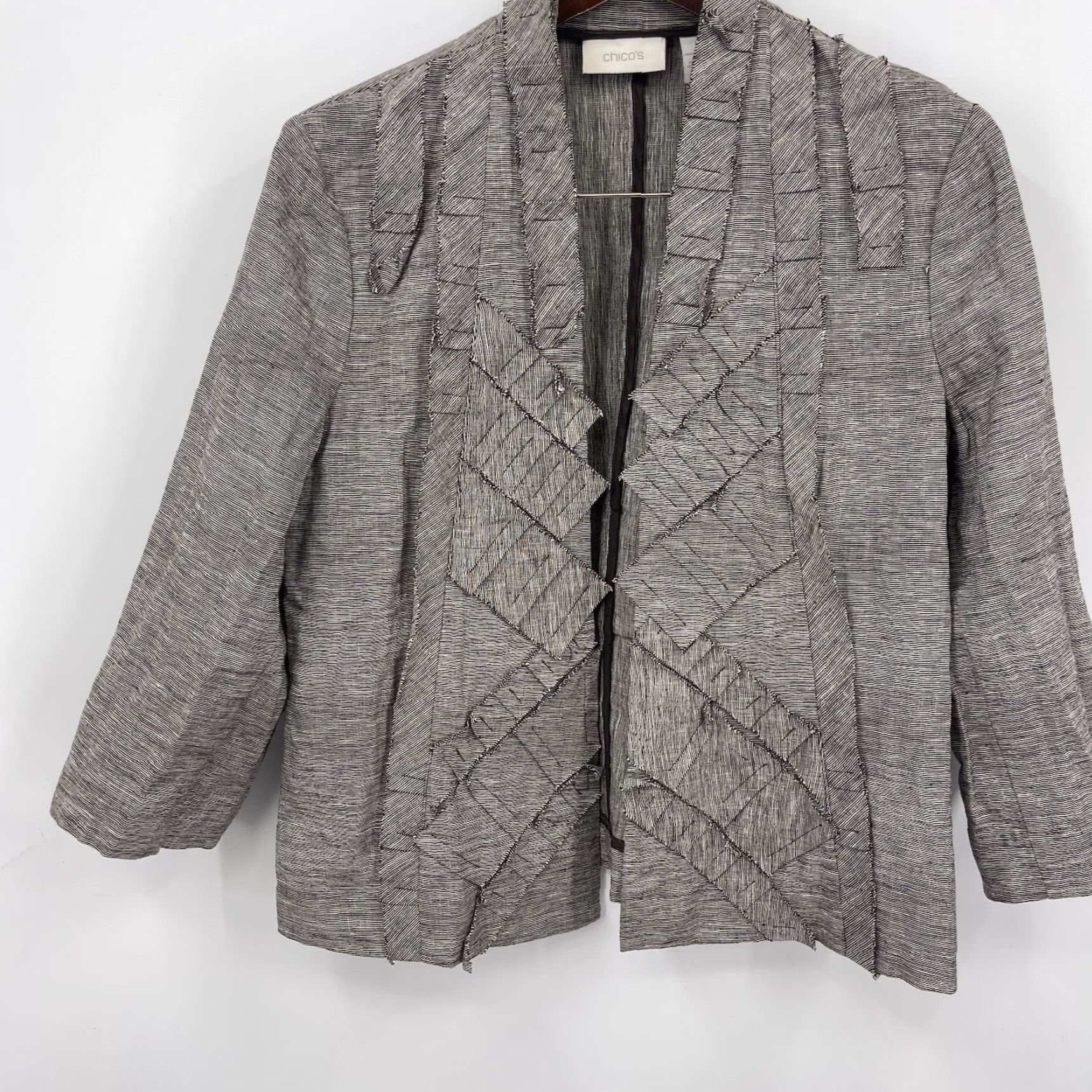 Vintage Chico's Women's Linen Blazer Jacket Small Brown Casual Business Travel Spring Summer Fall Winter Relaxed Fit Size S / US 4 / IT 40 - 2 Thumbnail
