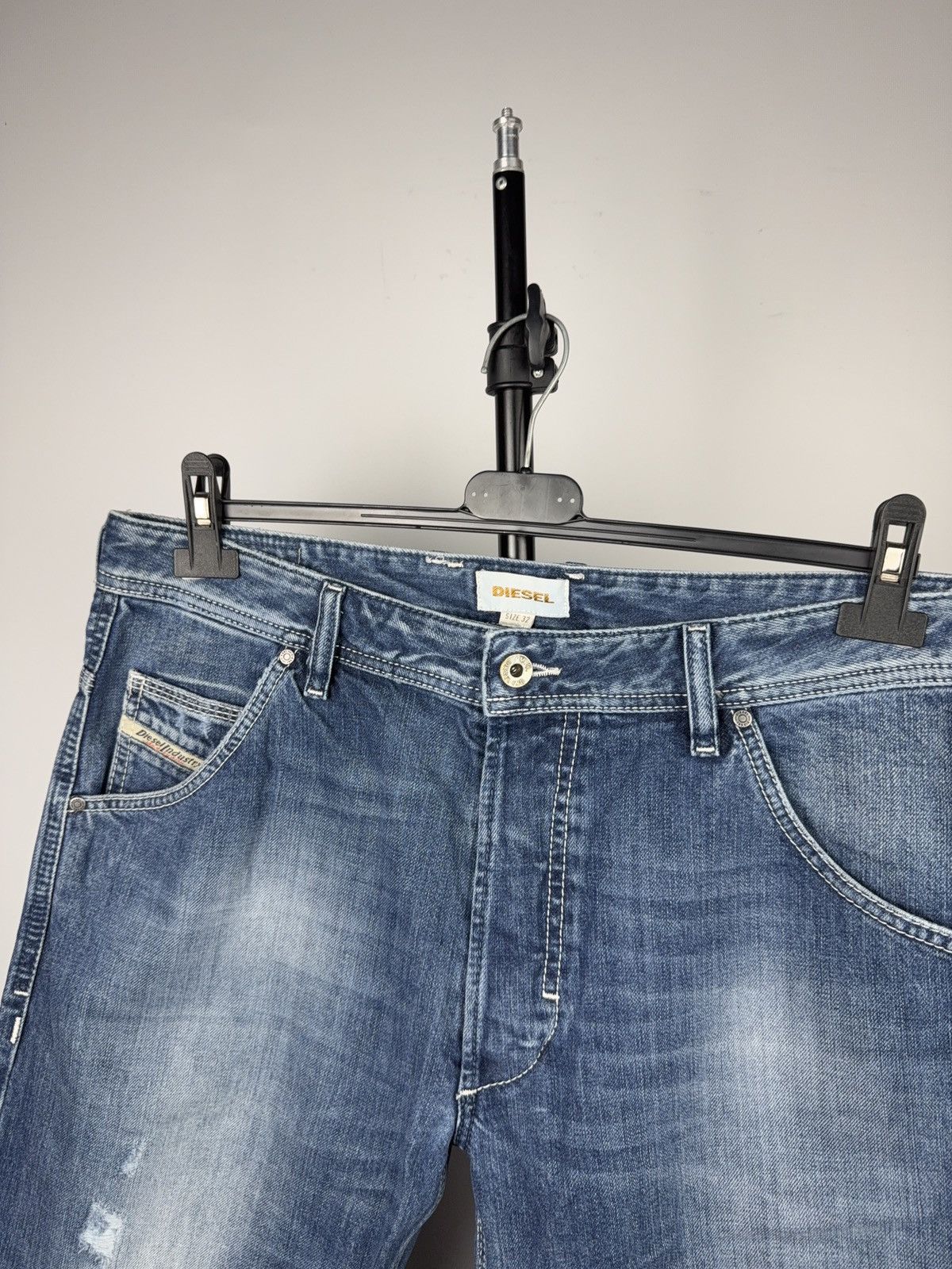 00s Vintage Diesel Industry Y2K Distressed Denim Shorts W32