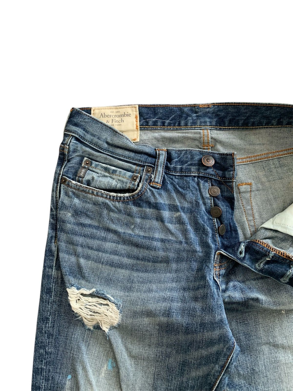 Abercrombie & Fitch Abercrombie & Fitch Distressed Faded Skinny Jeans Size US 30 / EU 46 - 5 Thumbnail