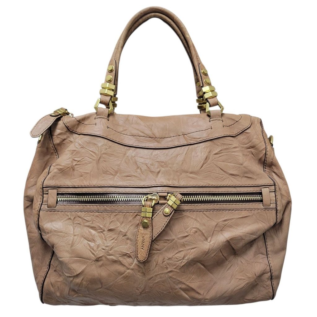 Dr Yany Satchel Crinkle Leather Bag Missing Crossbody Strap in Brown, Women's