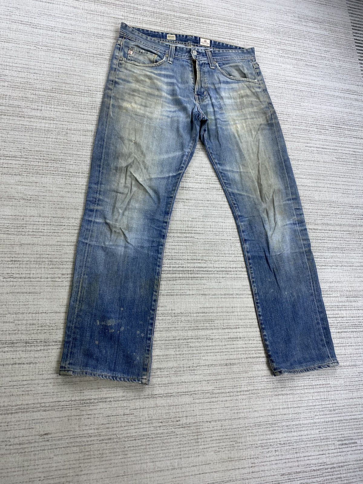 AG Adriano Goldschmied × Le Grande Bleu (L.G.B.) × Vintage Vtg AG Adriano Goldschmied Slim Straight Distressed Pants Size US 32 / EU 48 - 2 Thumbnail