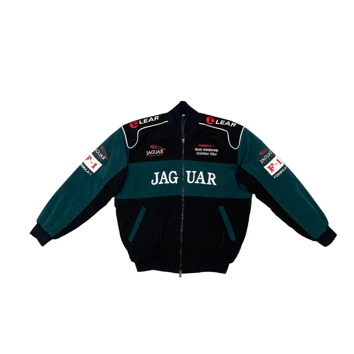 image of Formula Uno x Racing Jaguar Formula-1 Christian Klien Racing Bomber Jacket Size L in Black/Green