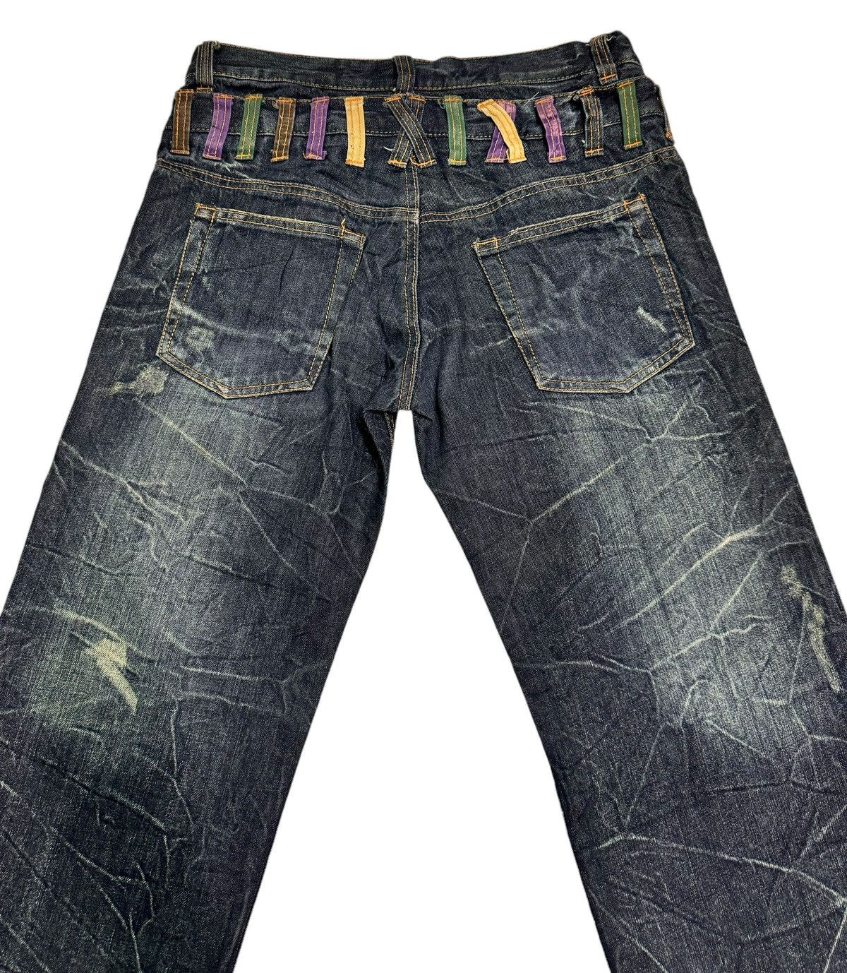 Japanese Brand ⚡️⚡️Distressed Japanese Nylaus Double Waist Jeans Size US 32 / EU 48 - 9 Thumbnail