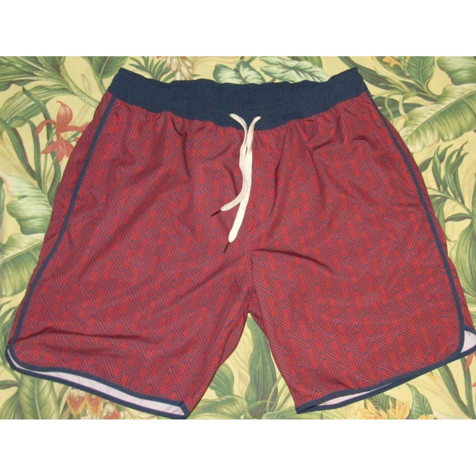 Vintage FAIR HARBOR Red Printed Lined 8" Swim Trunks Shorts XXL Men Tailored Bottom XS-XXL Size US 39 - 2 Thumbnail