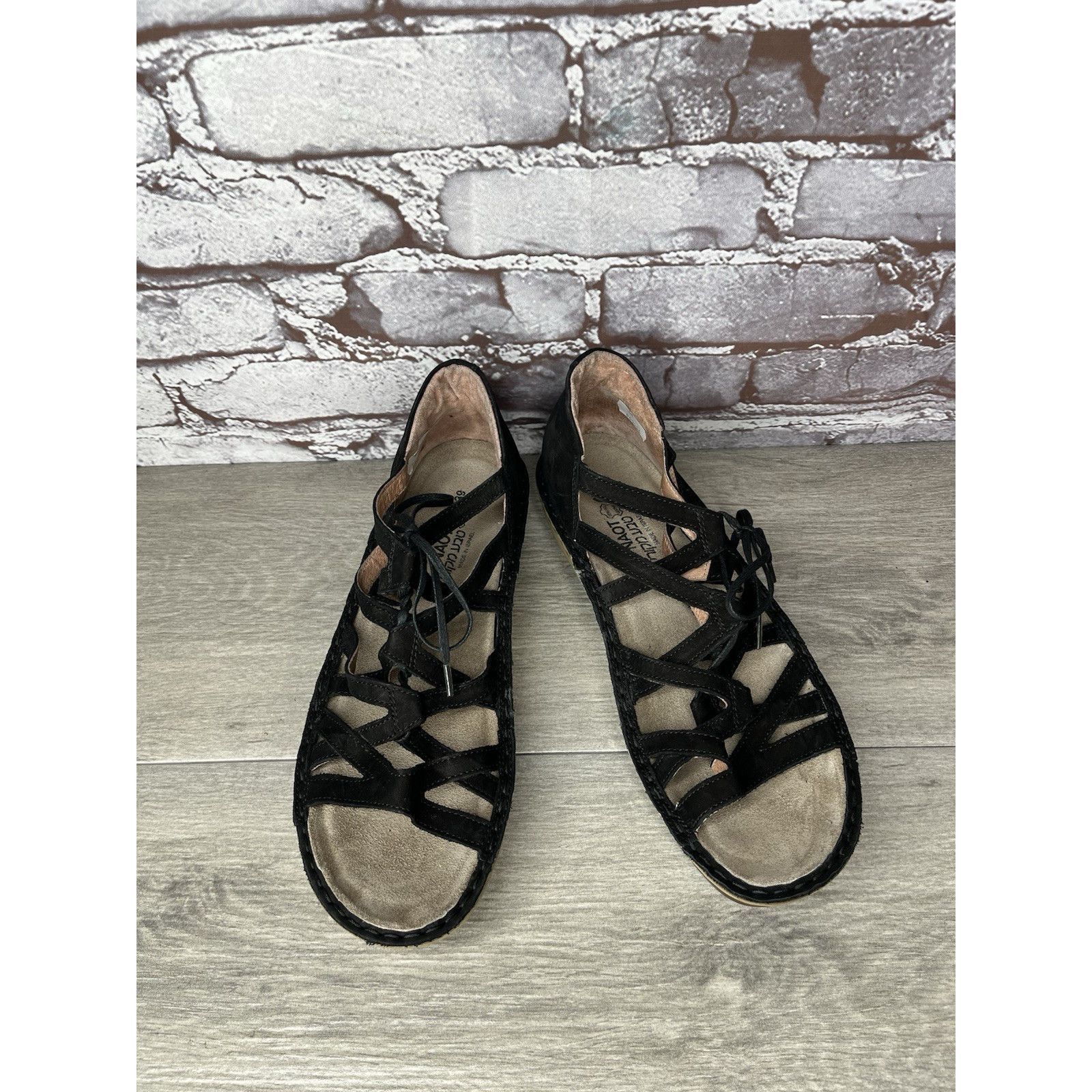 Nat Nast Naot Black Suede Leather Lace Up Open Toe Wedge Sandals Wome Size US 8.5 / IT 38.5 - 5 Thumbnail