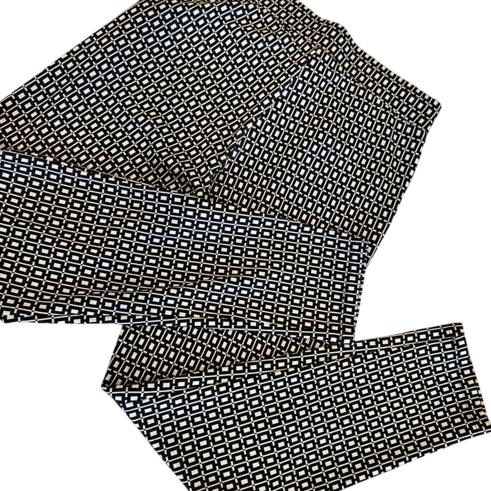 Designer Melissa Paige Stretch Black and White Printed Pants Pockets Size 32" / US 10 / IT 46 - 7 Thumbnail