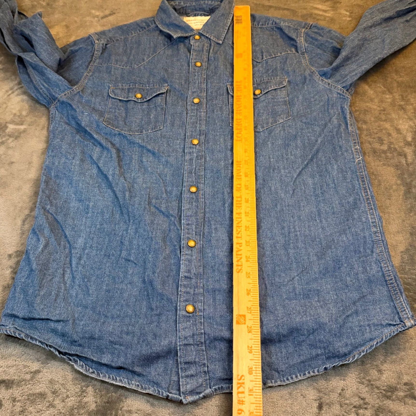 Weatherproof VINTAGE Weatherproof Shirt Denim Blue Western Snap Front Mens Large Size US L / EU 52-54 / 3 - 7 Thumbnail