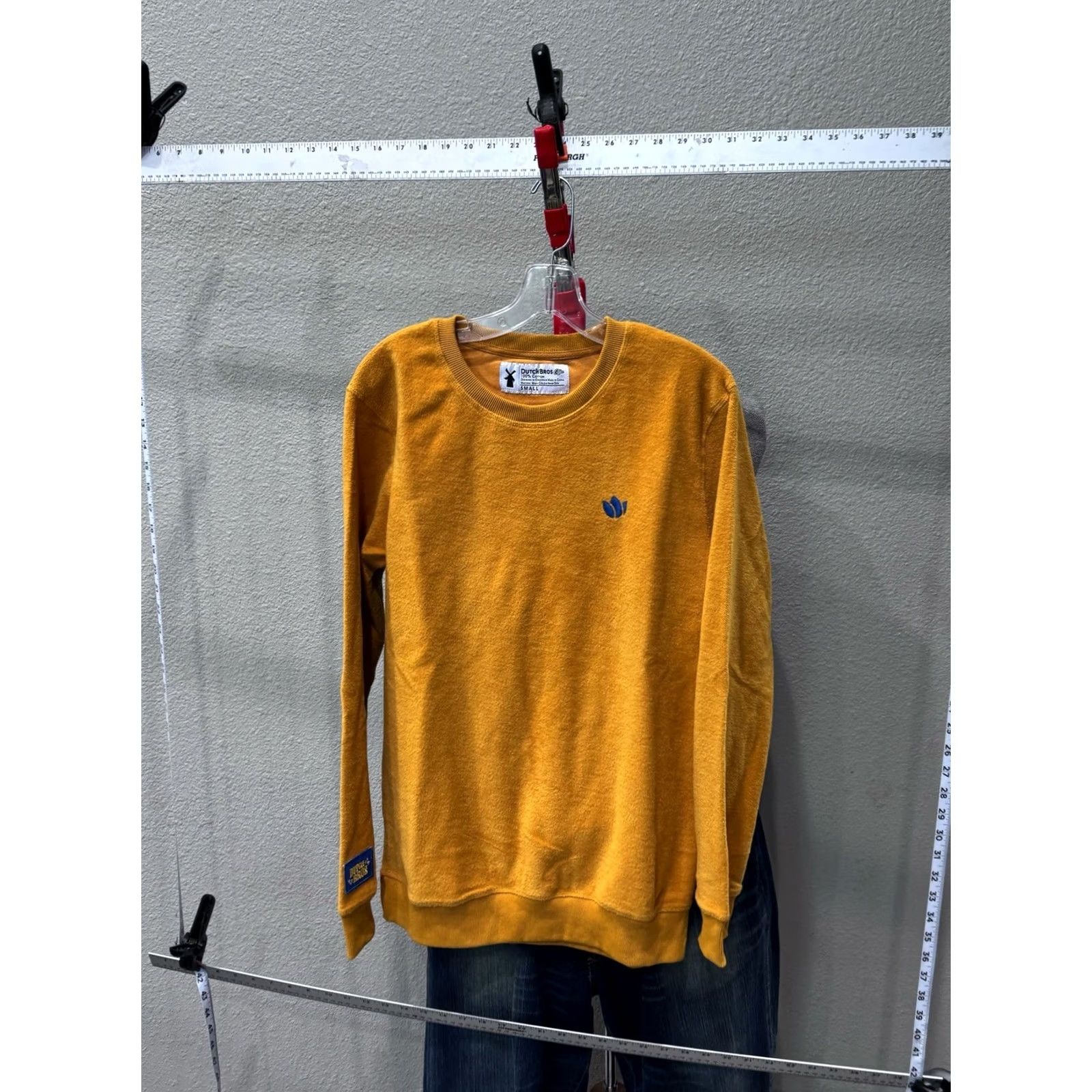 Velour Dutch Bros Coffee Velour Embroidered SWEATER Small S Gold Men XS? Size US S / EU 44-46 / 1 - 2 Thumbnail
