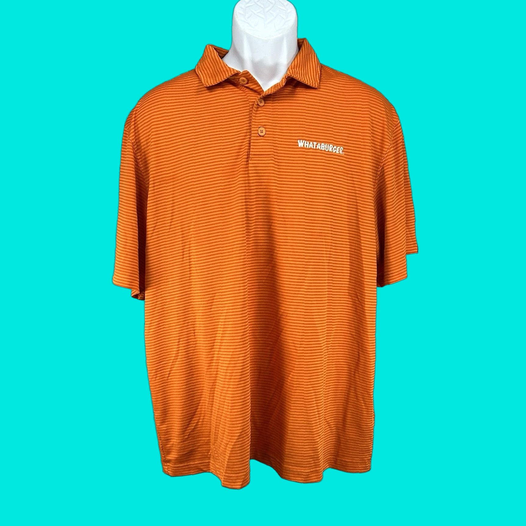 Vintage Whataburger Orange Striped Short Sleeve Quarter Button Polo Mens Size L Size US L / EU 52-54 / 3 - 1 Thumbnail