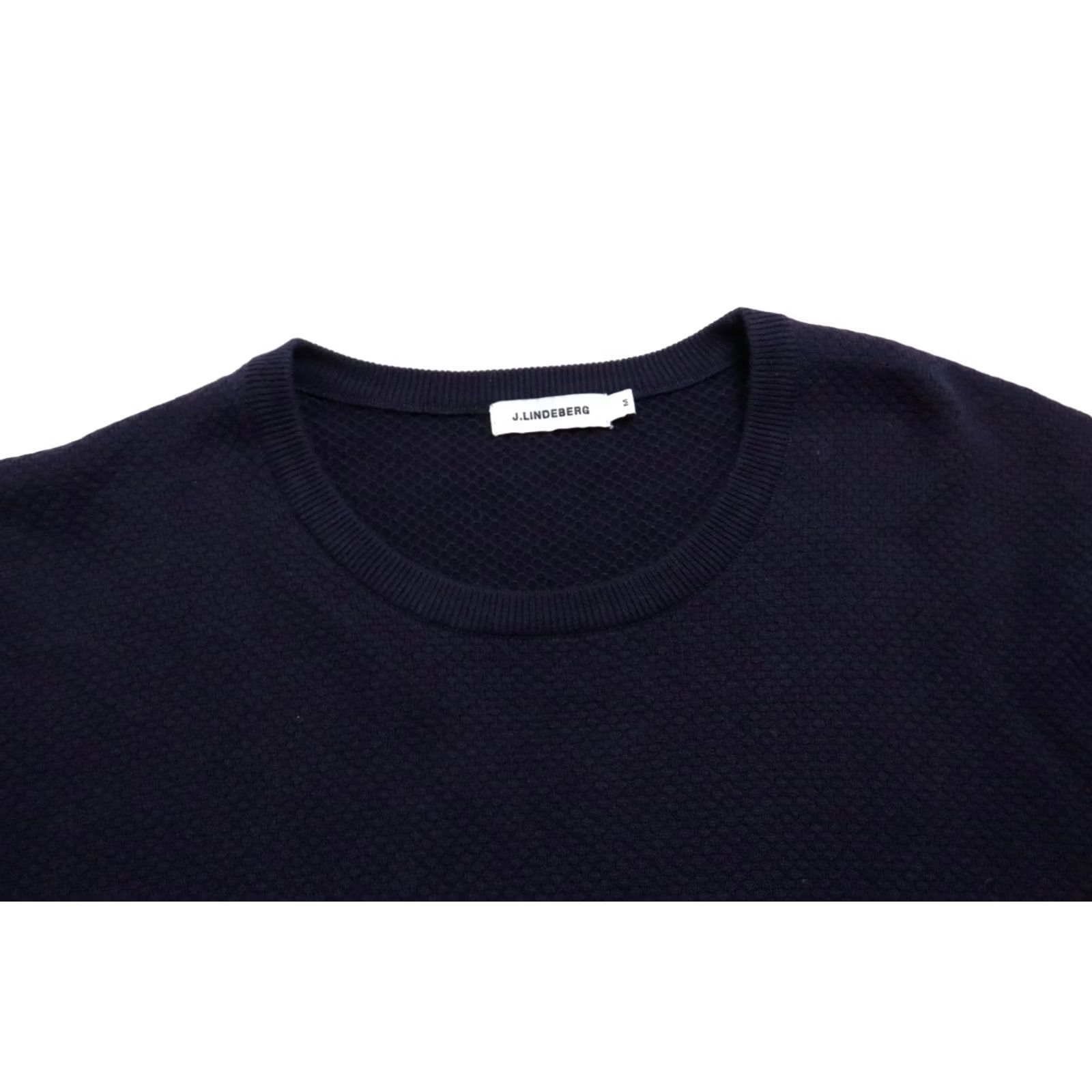 J.Lindeberg J. LINDEBERG Hannes Micro Moss Jumper Men's MEDIUM Pullover Navy Knit Cotton Crew Neck Long Sleeve Winter All Seasons Mens Size US M / EU 48-50 / 2 - 4 Thumbnail