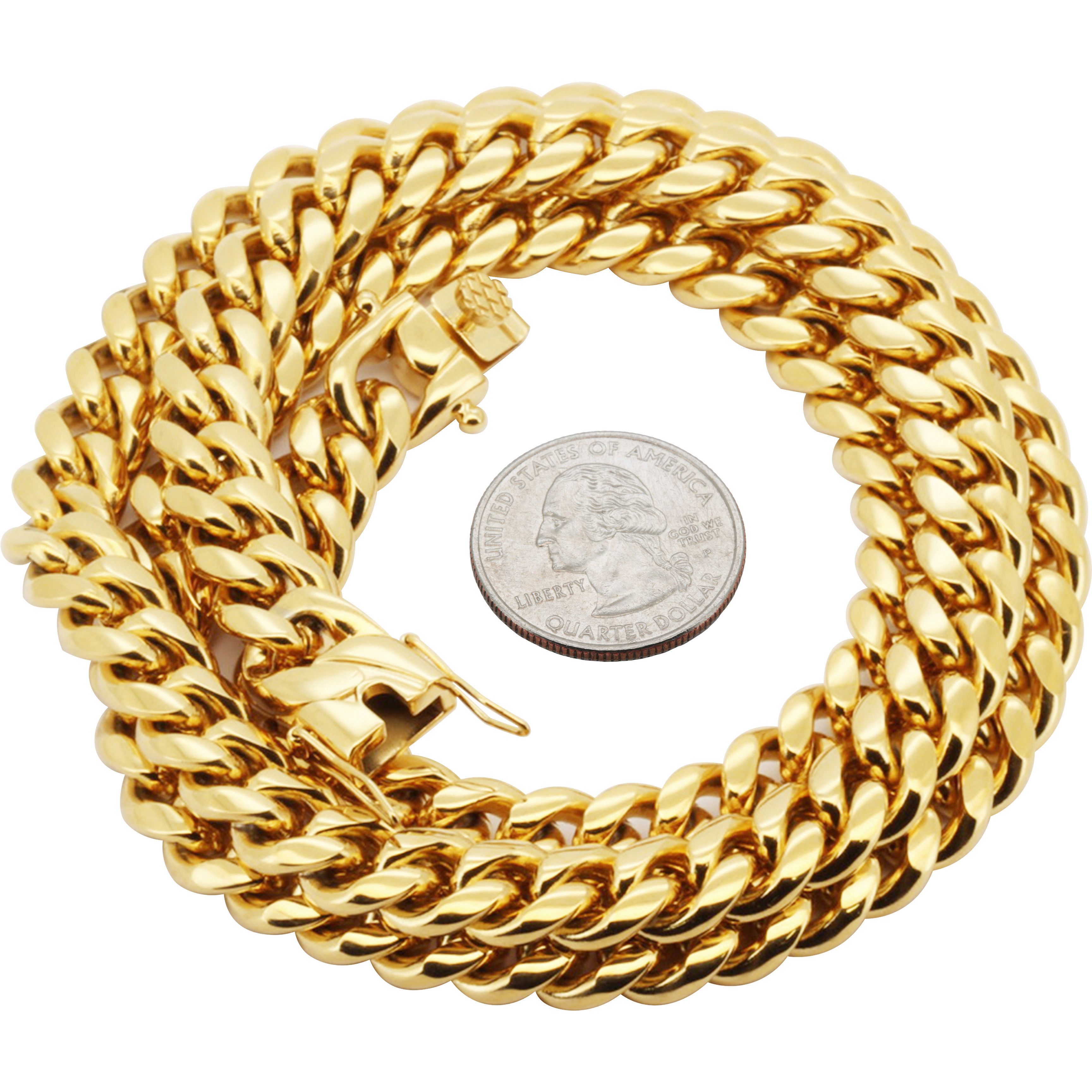 Other 316L SS 18k GP 10mm Miami Cuban Link Chain Necklace 24" Size ONE SIZE - 2 Thumbnail