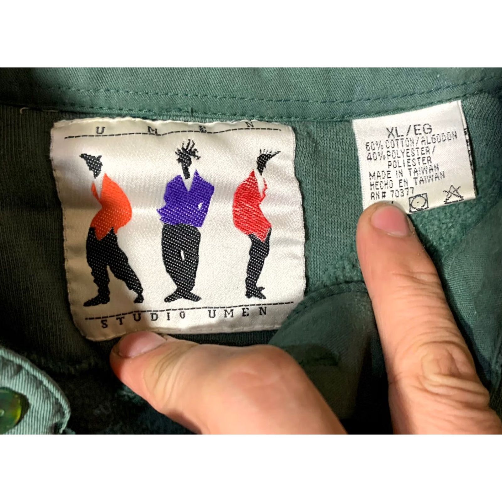 Vintage VINTAGE Umen Studio Mens Green Pullover Sweatshirt XL 90s Hip Hop Size US XL / EU 56 / 4 - 4 Thumbnail