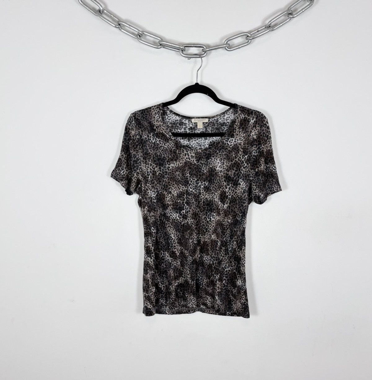 Burberry Burberry Brit Women’s Leopard Print Modal T-Shirt Blouse Top Size L / US 10 / IT 46 - 1 Thumbnail