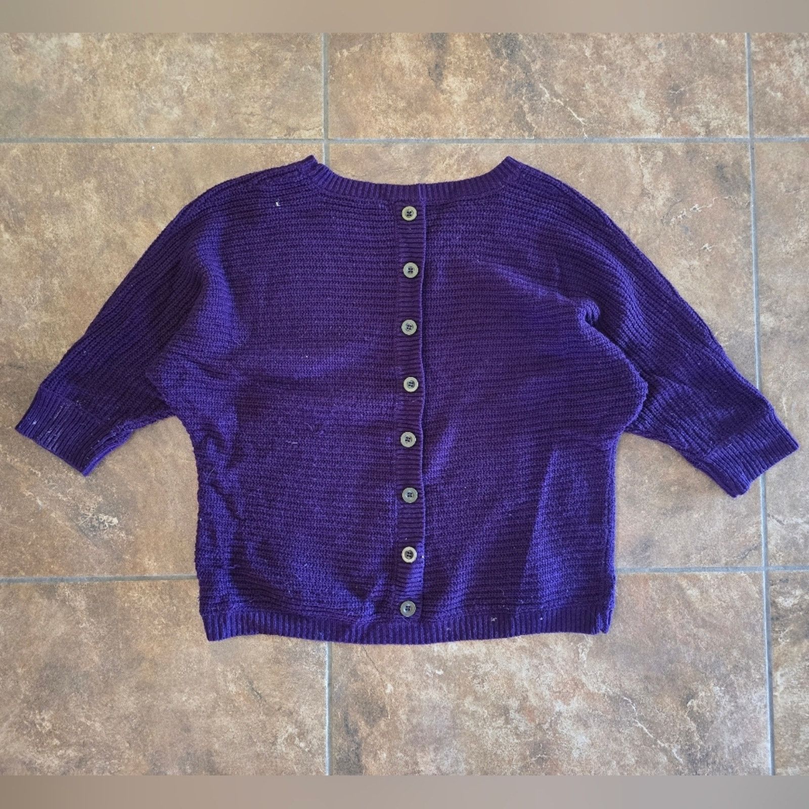 Other Dark Purple Buttoned Back Sweater 3/4 Sleeve Size M / US 6-8 / IT 42-44 - 2 Thumbnail