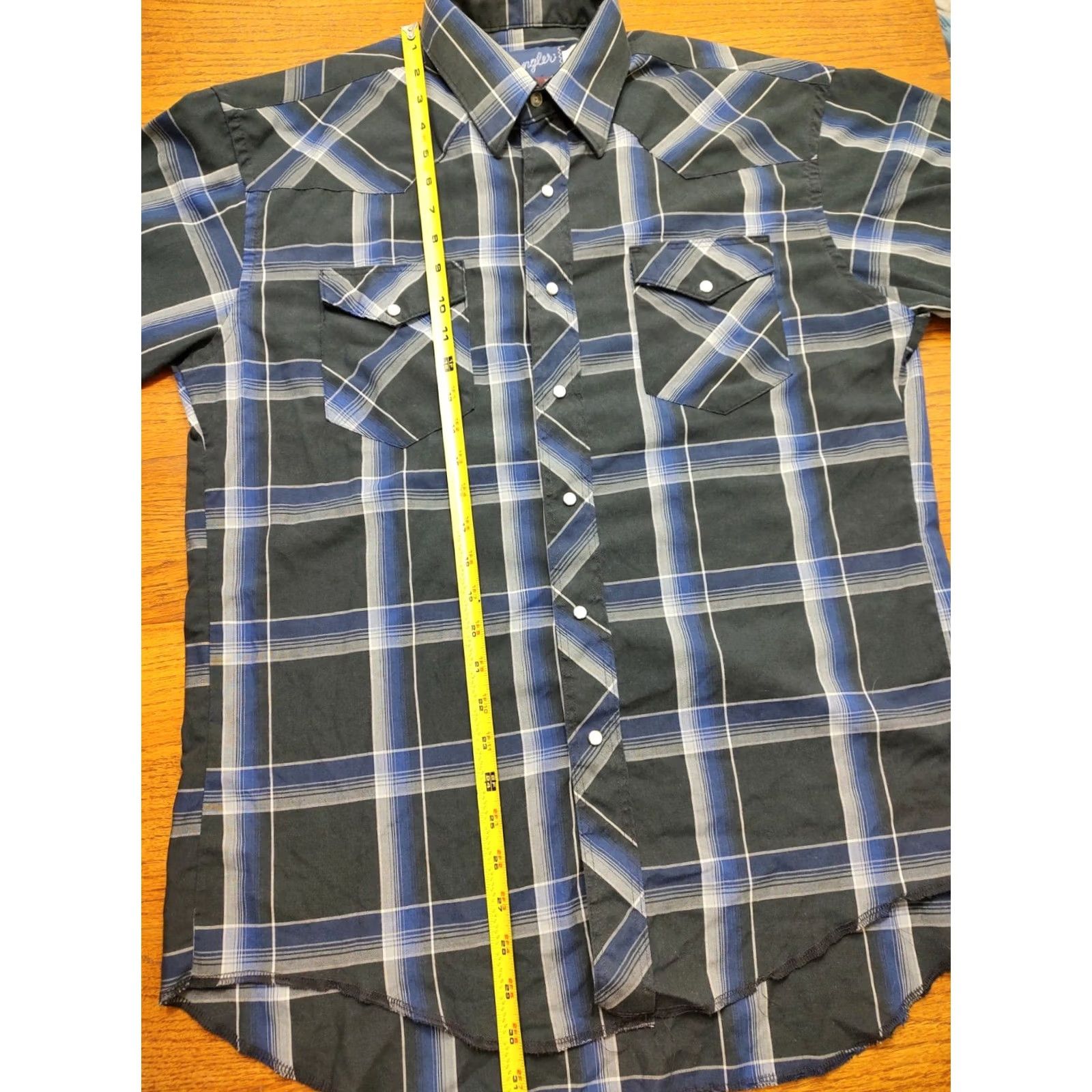 Wrangler VINTAGE Wrangler Cowboy Shirt Plaid Pearl Snap Long Sleeve Mens 16 X-Long Tails Size US L / EU 52-54 / 3 - 6 Thumbnail
